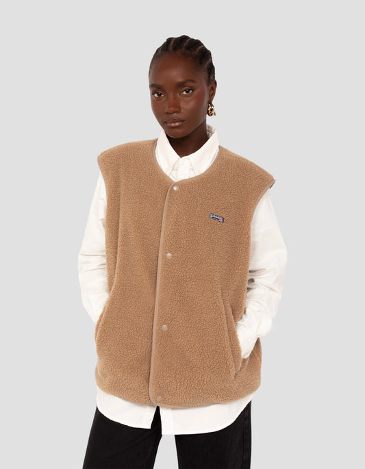Vest sherpa sleeveless beige