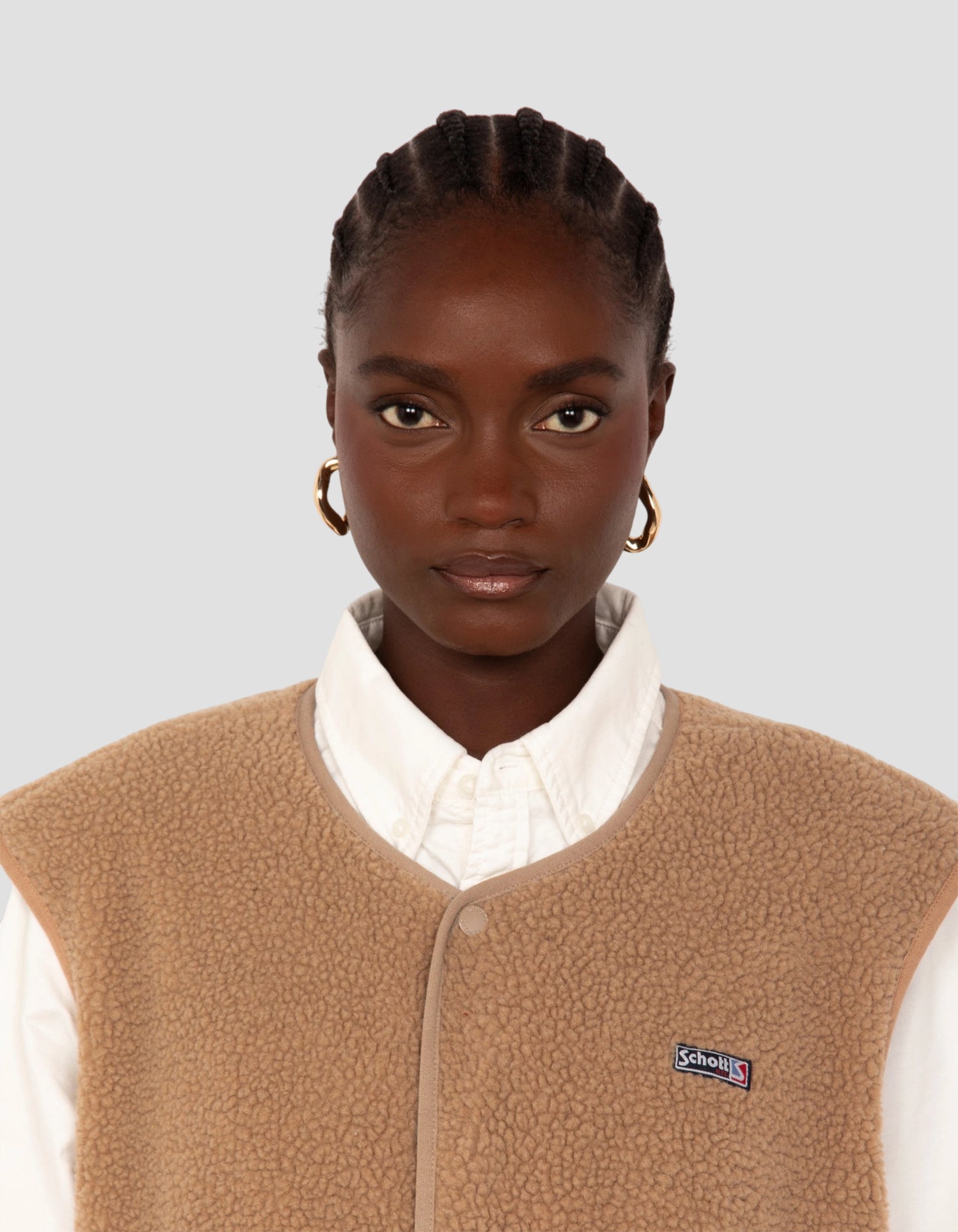 Chaleco sherpa beige sin mangas