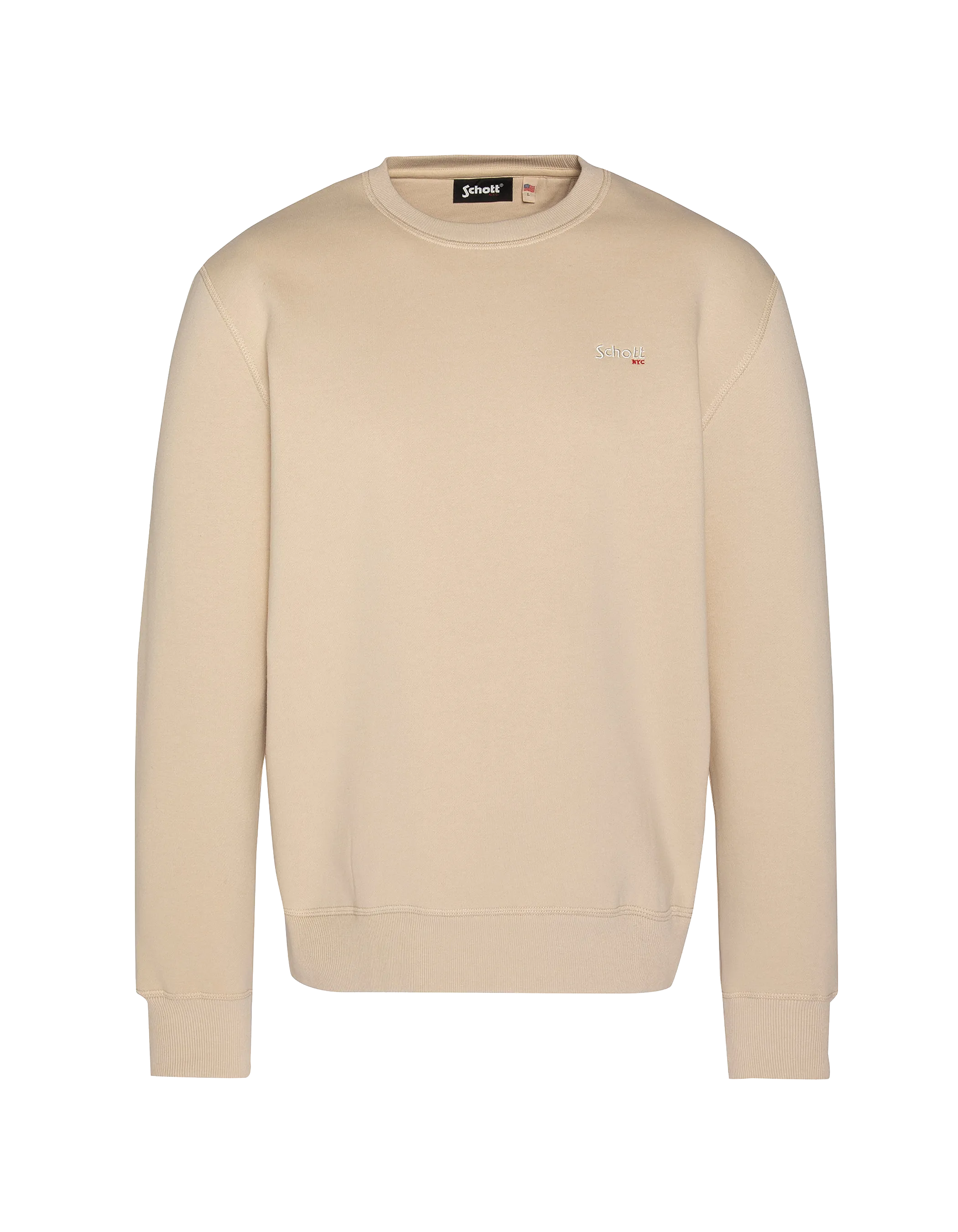 Light light beige round neck sweatshirt in thick fleece-2