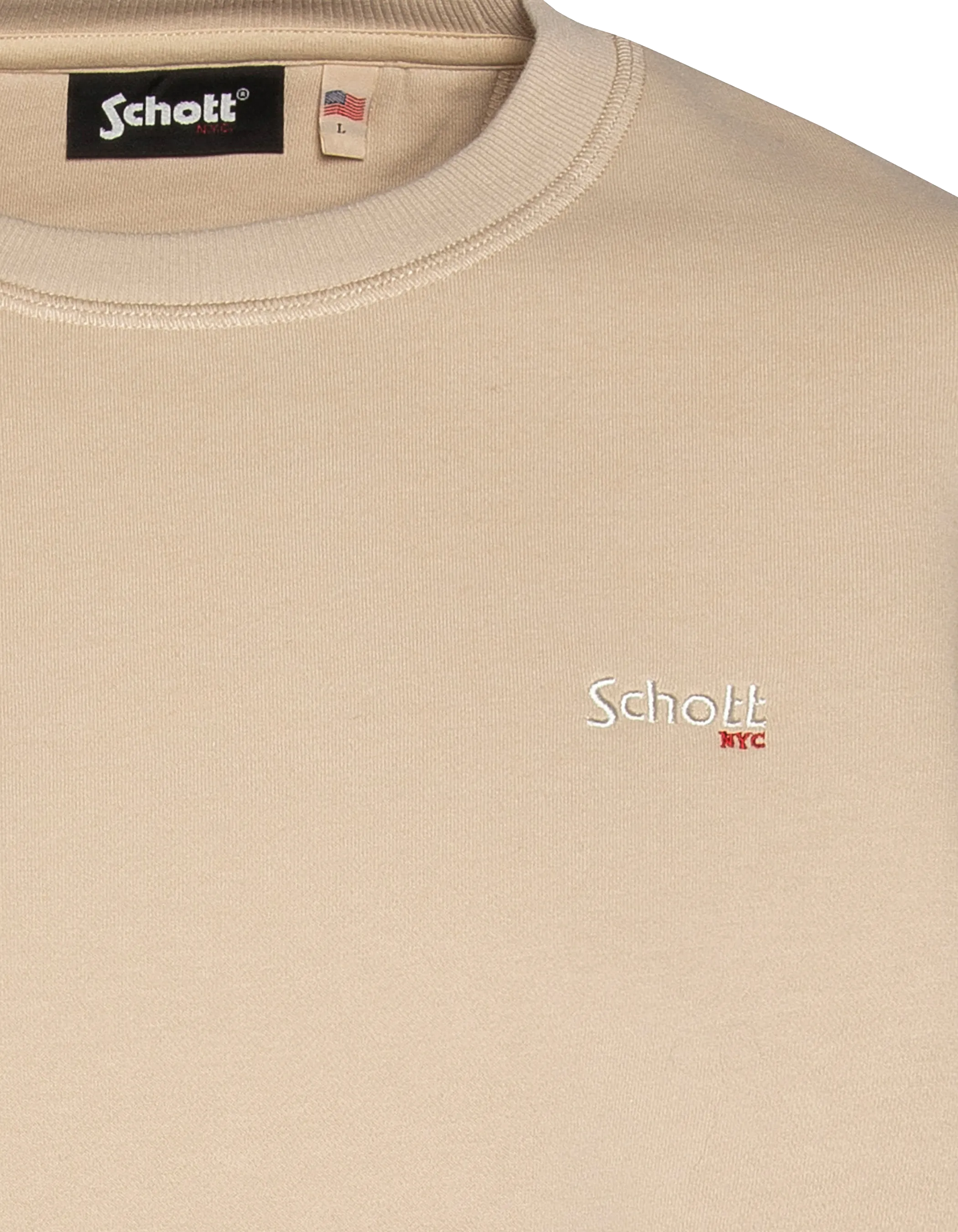 Light light beige round neck sweatshirt in thick fleece-6