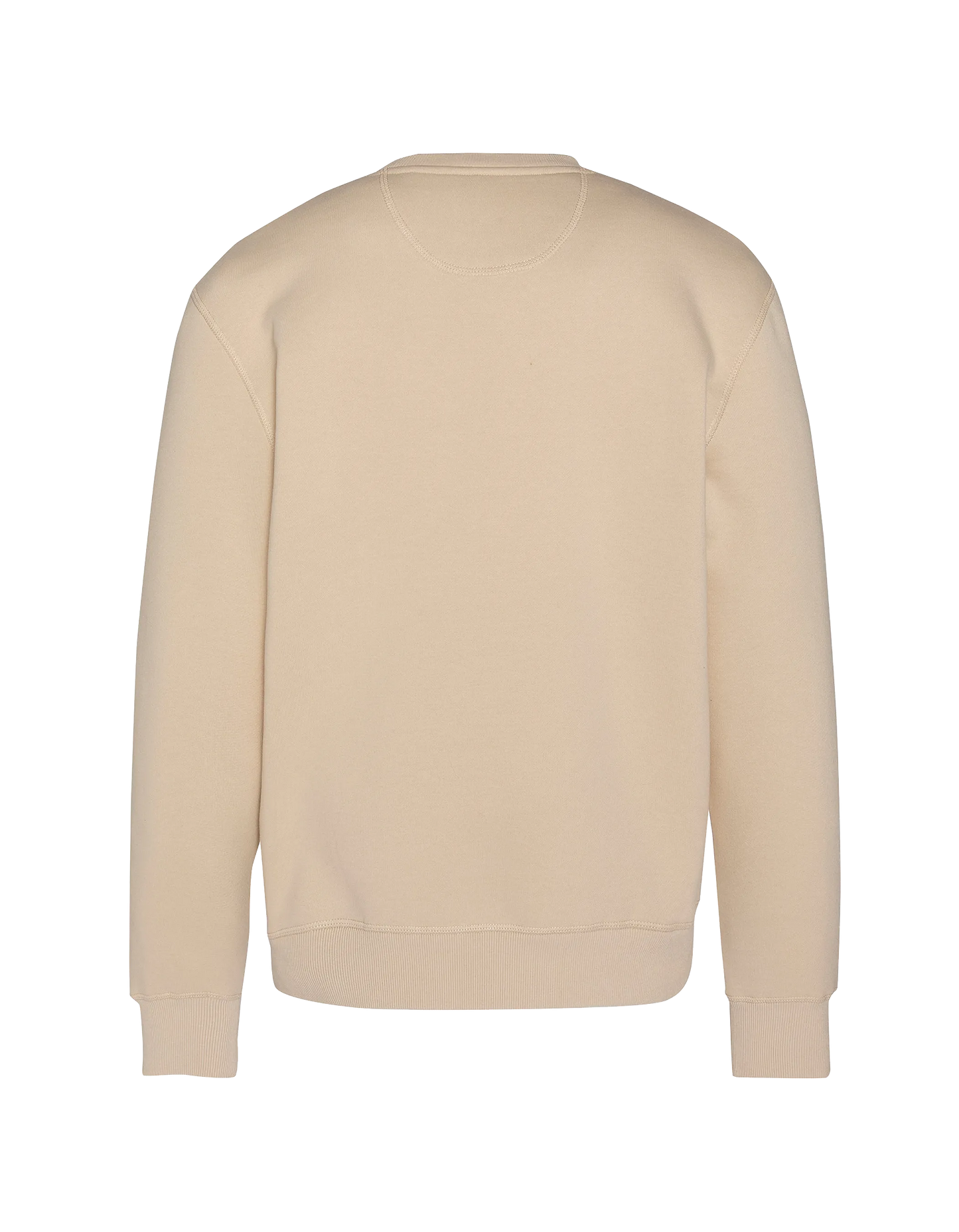 Light light beige round neck sweatshirt in thick fleece