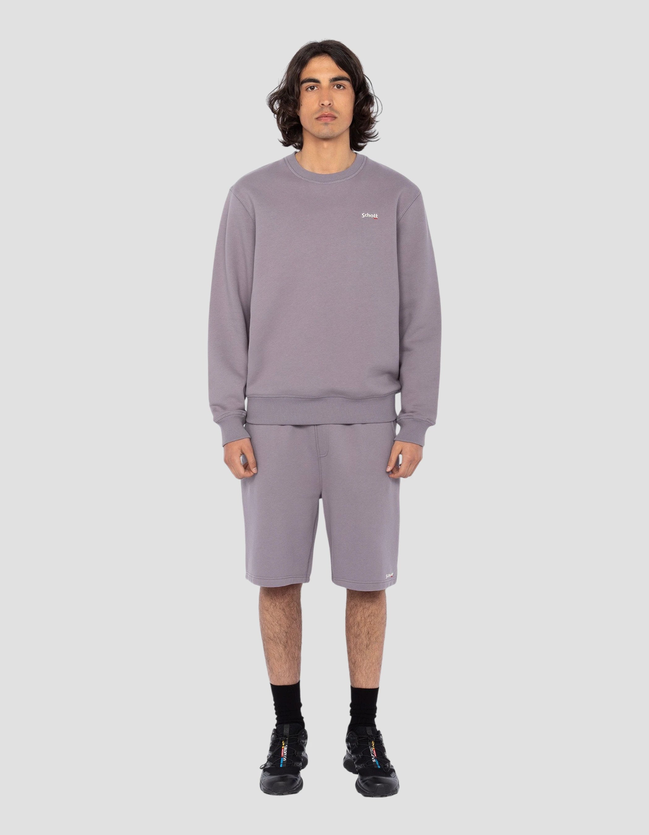 Lilac round Lilac round -neck sweatshirt thick fleece-1