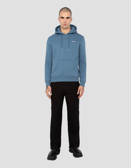 Sweatshirt bleu acier à capuche en molleton épais
