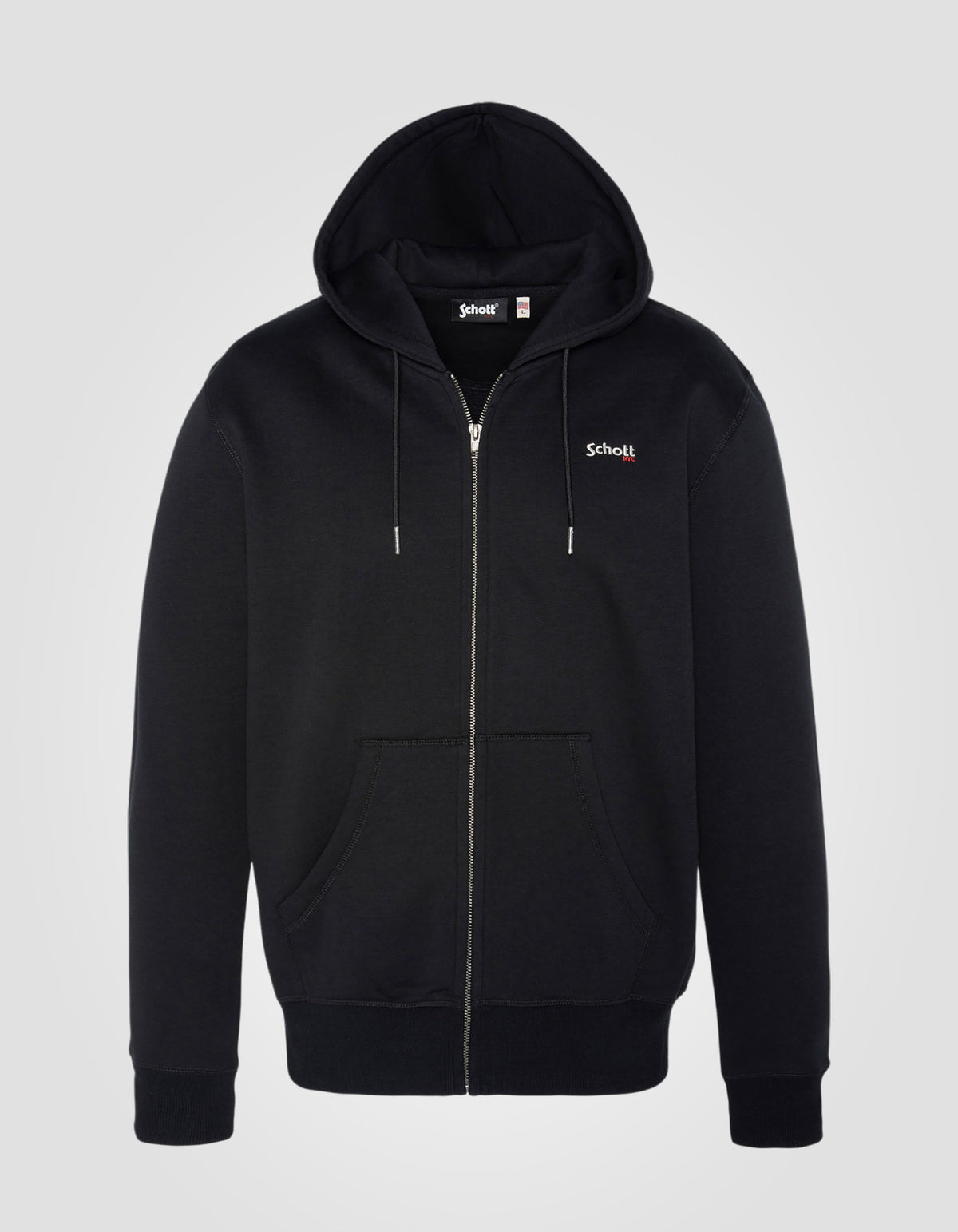 schott」 ジップアップパーカー 2XL ブラック メンズ Black zipped 