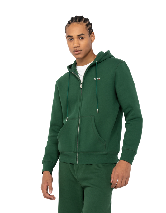 Green zipped sweatshirt with thick fleece