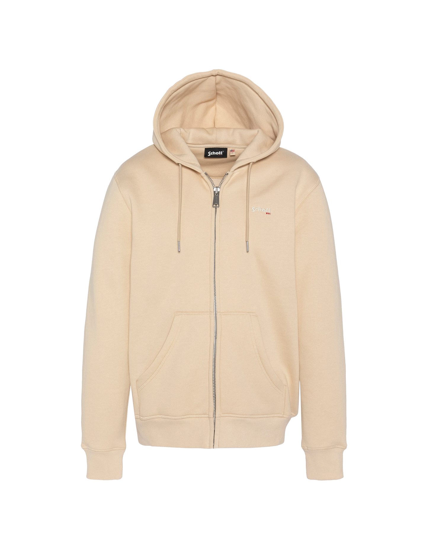 Sweatshirt zippé beige clair à capuche en molleton épais
