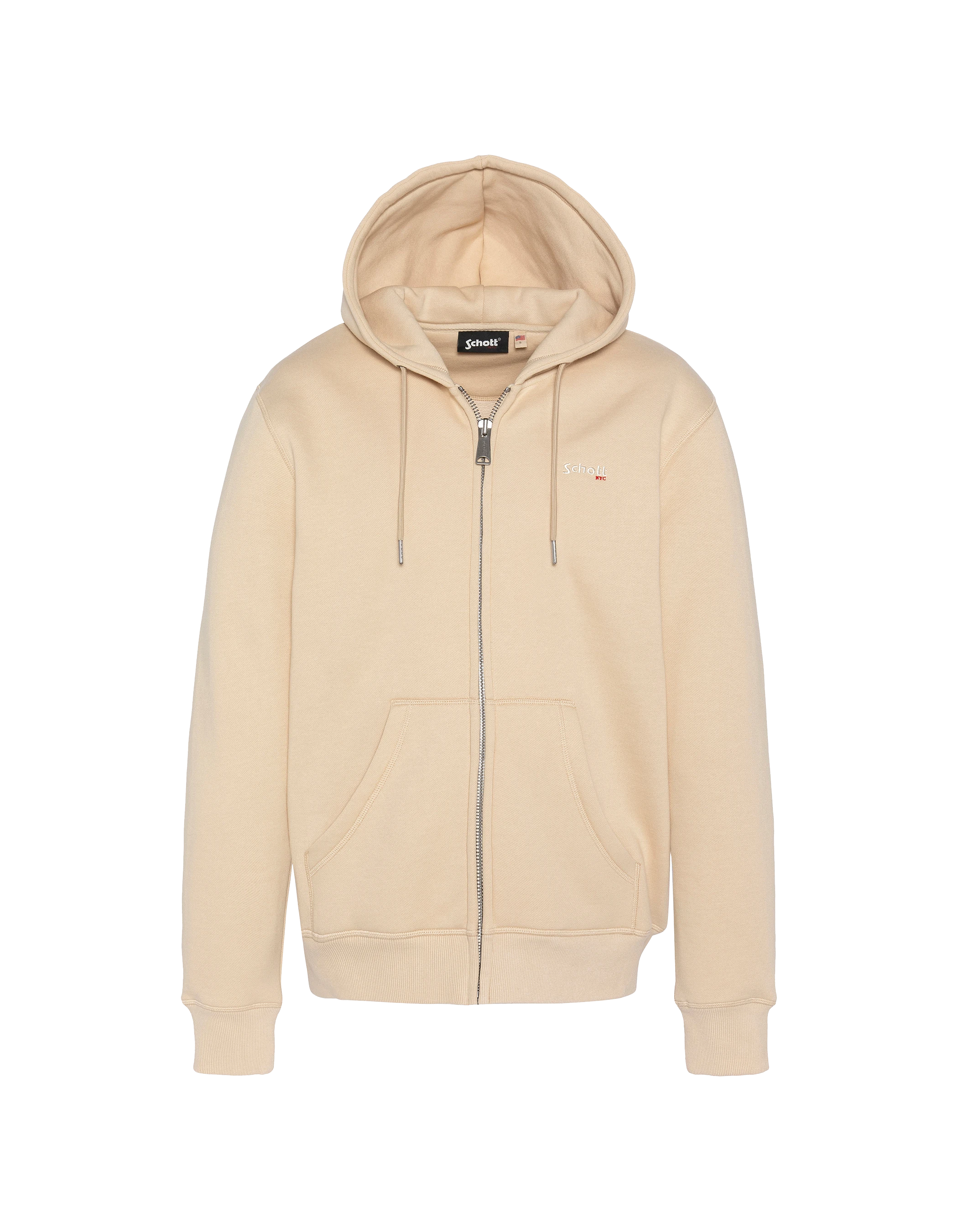 Sweatshirt zippé beige clair à capuche en molleton épais-1