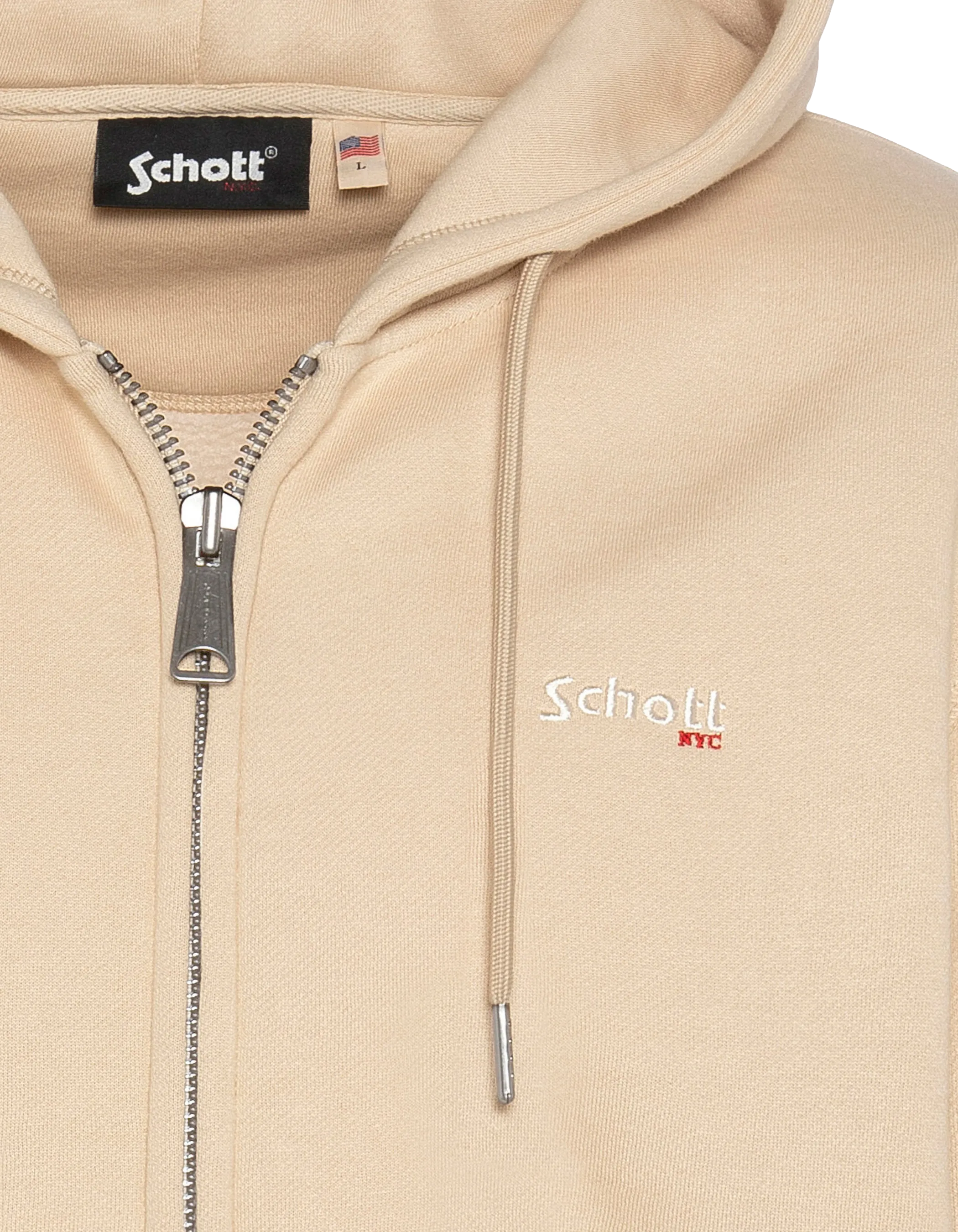 Sweatshirt zippé beige clair à capuche en molleton épais, grande taille-3