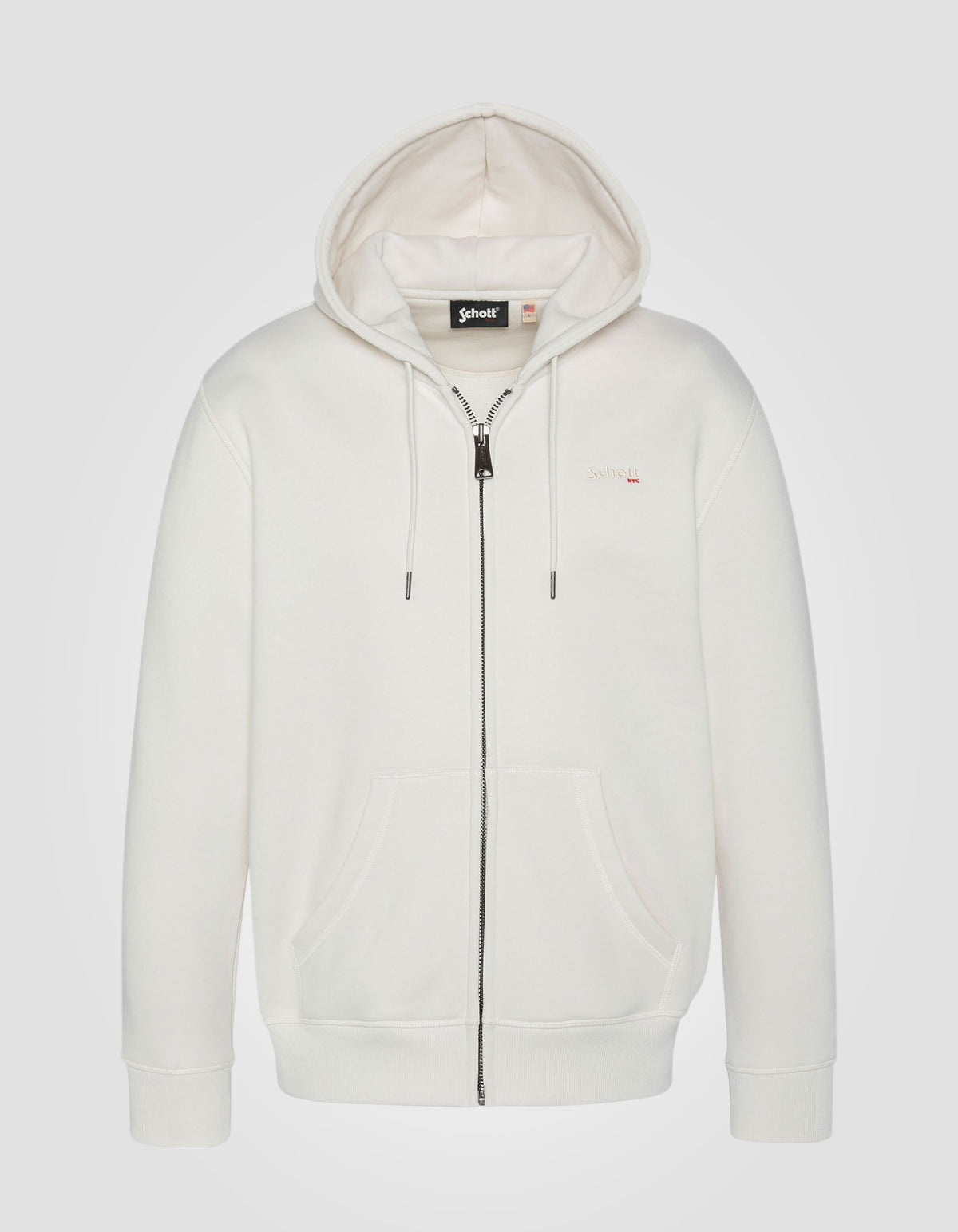 White zip hoodie in thick fleece, plus size - SWCASUAL3WGT 