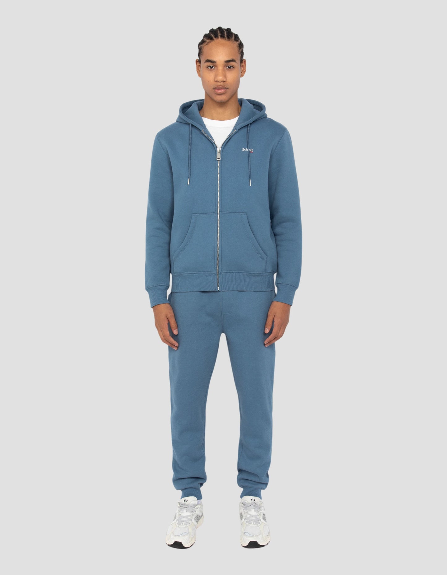 Zipped blue zipped steel sweatshirt in thick fleece