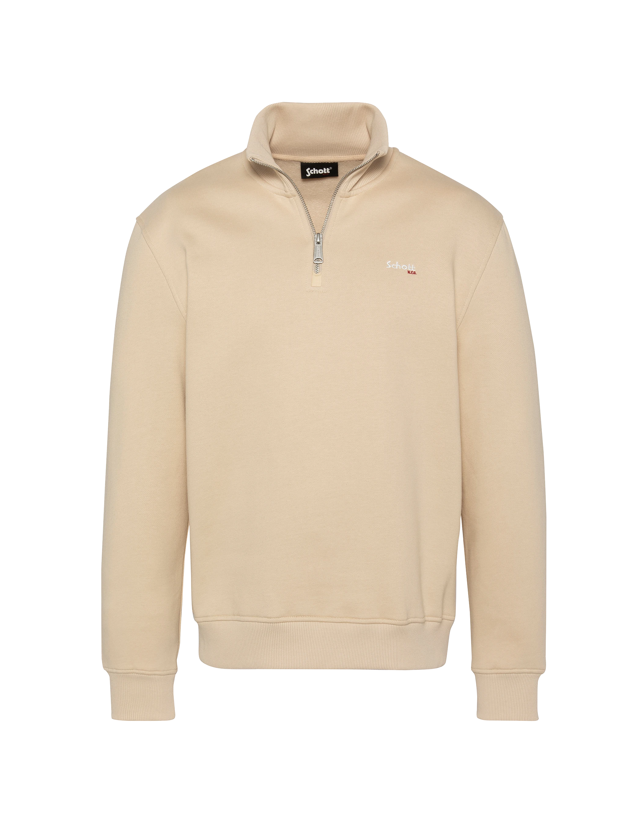 Light Beige Trucker Collar Felpa in pile spessa-1