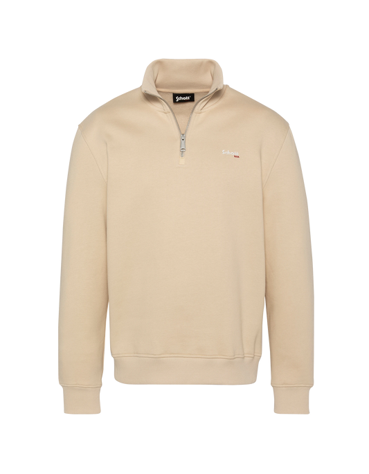 Sweatshirt col camionneur beige clair en molleton épais