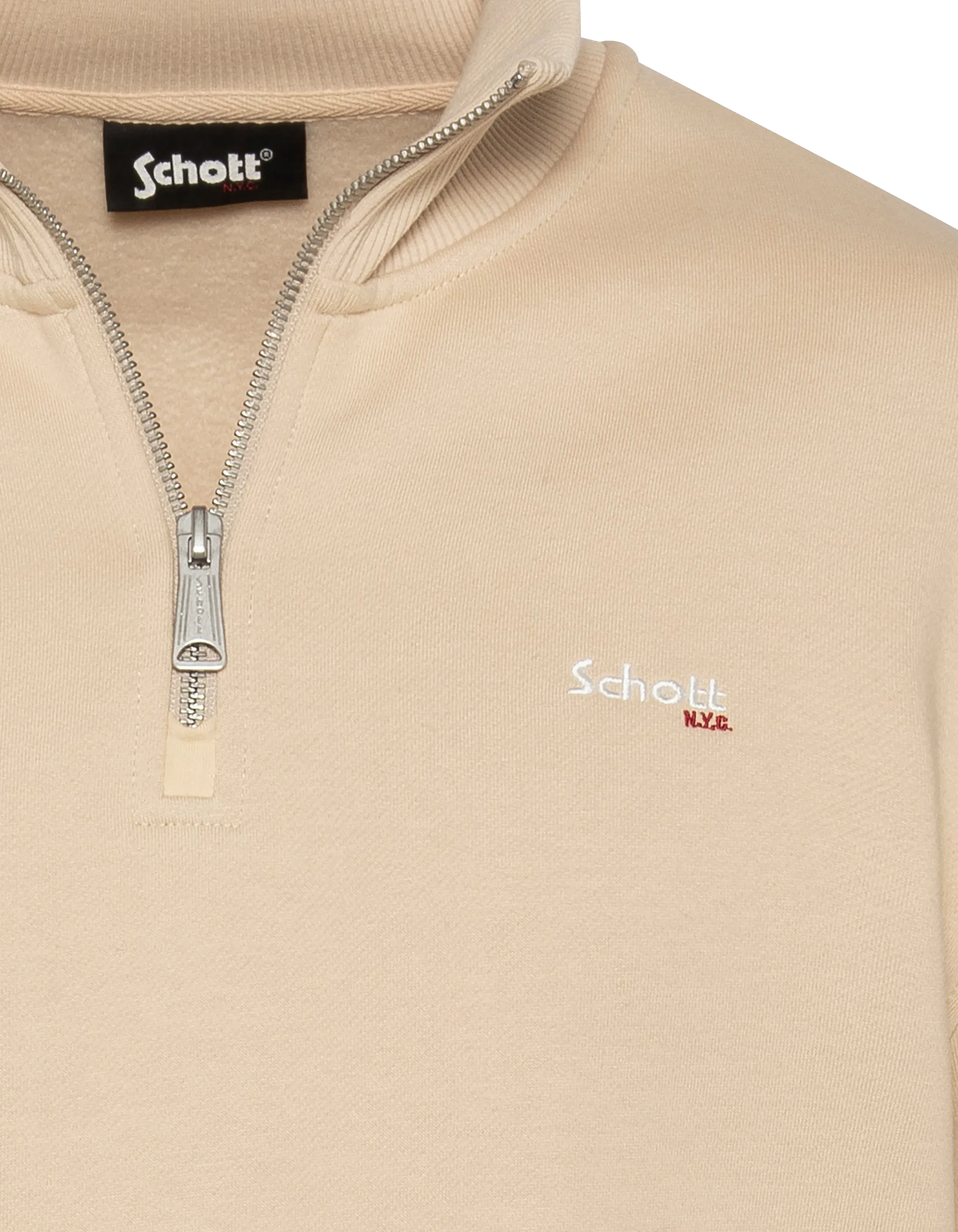 Light Beige Trucker Collar Felpa in pile spessa-3