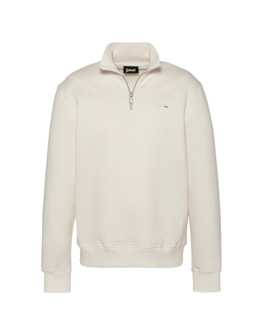 Sweatshirt col camionneur blanc cassé en molleton épais