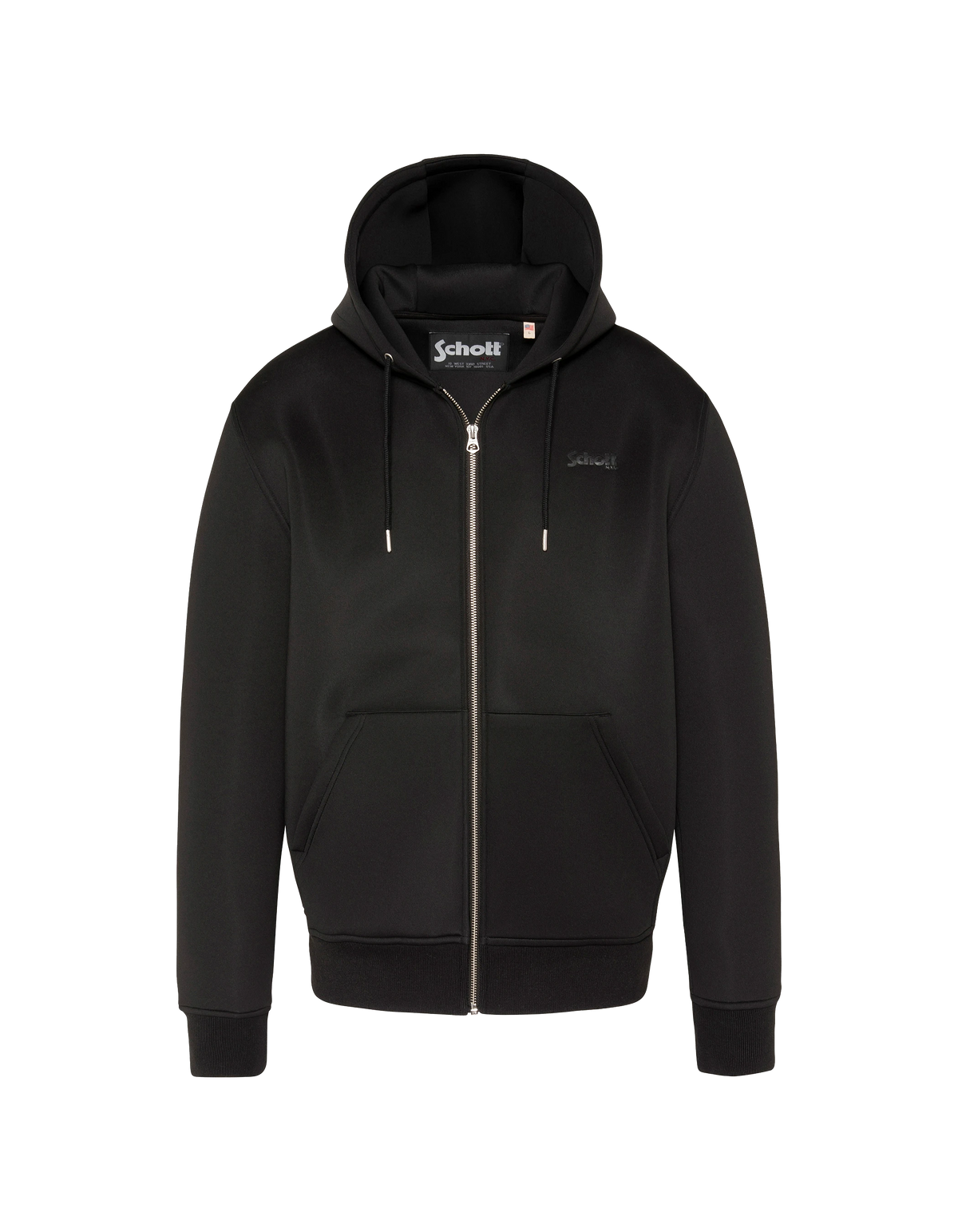 Felpa con cappuccio e zip in neoprene nero