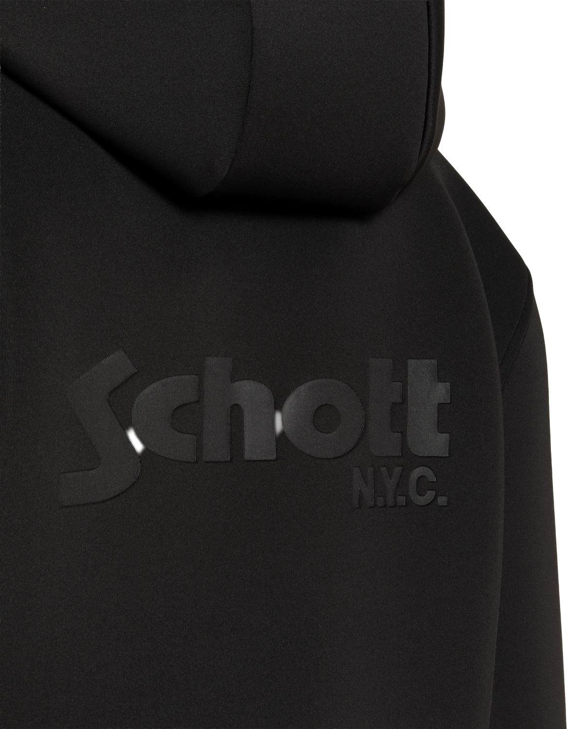 Felpa con cappuccio e zip in neoprene nero