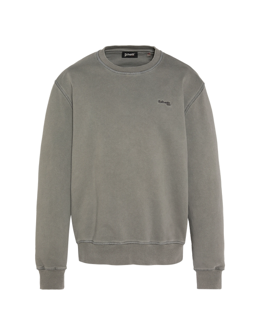 Round charcoal round -neck sweatshirt, faded effect