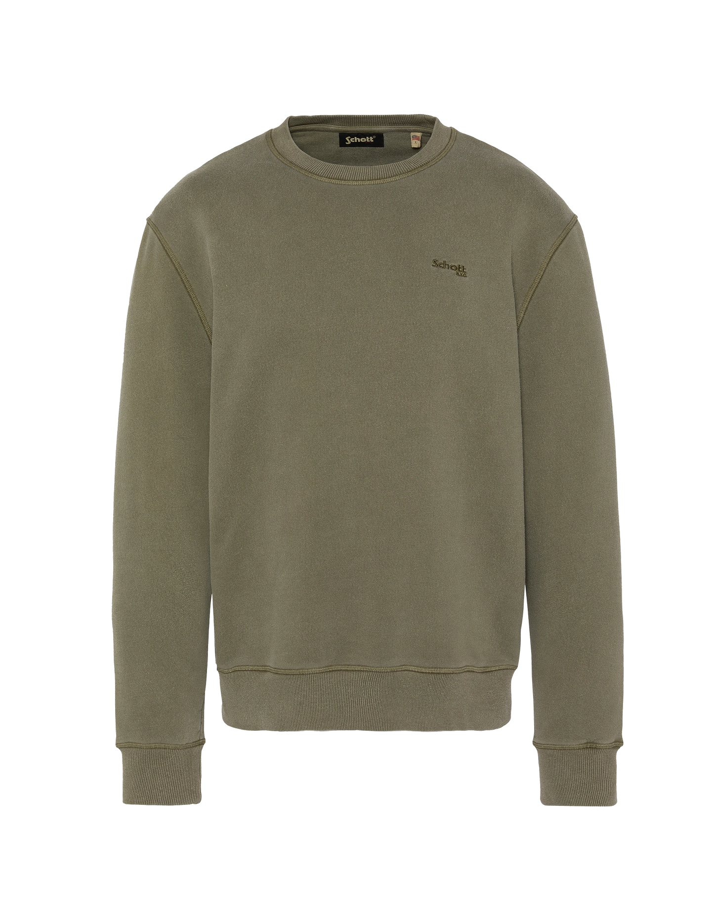 Felpa di Khaki Round Neck, effetto sbiadito