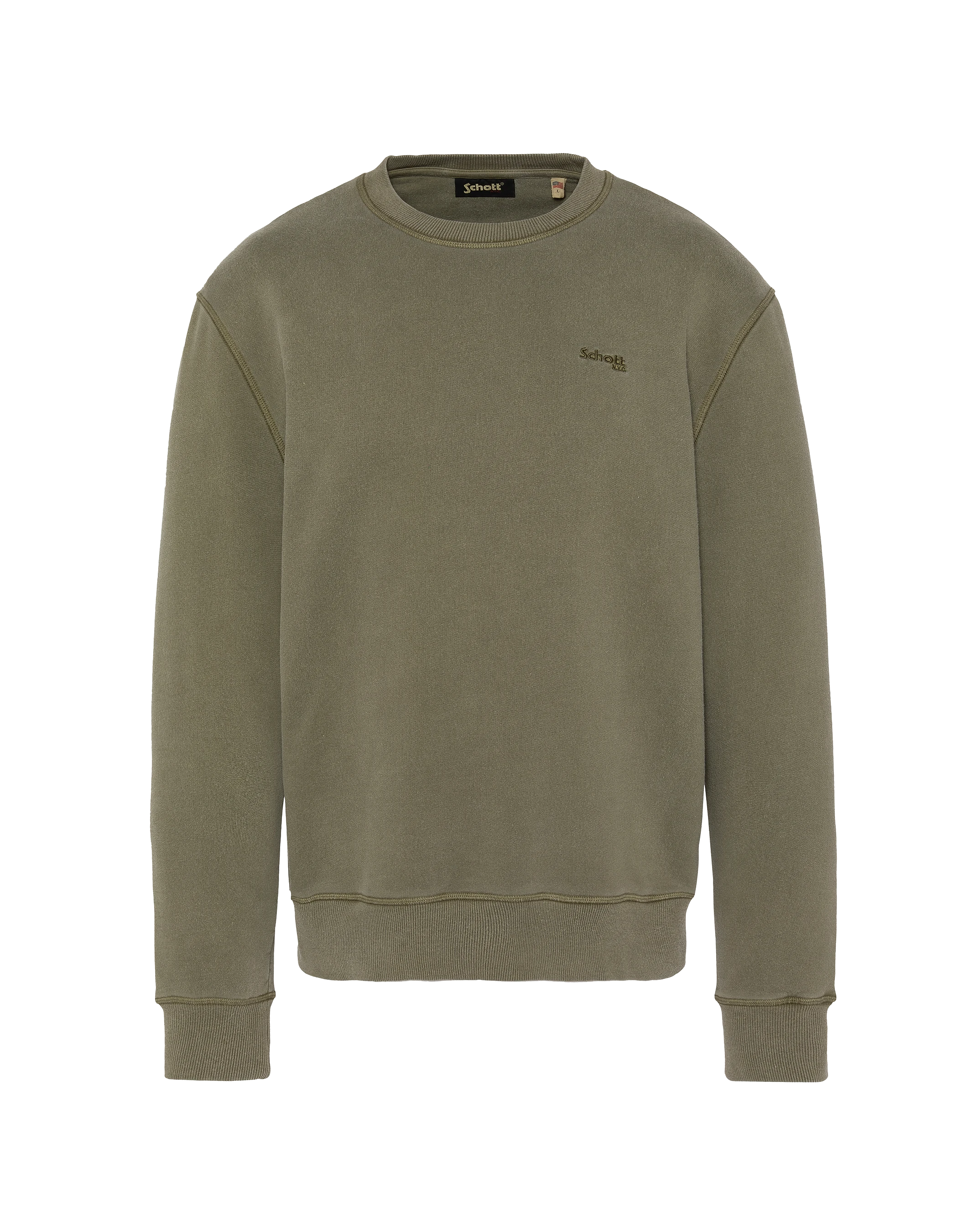Felpa di Khaki Round Neck, effetto sbiadito-2