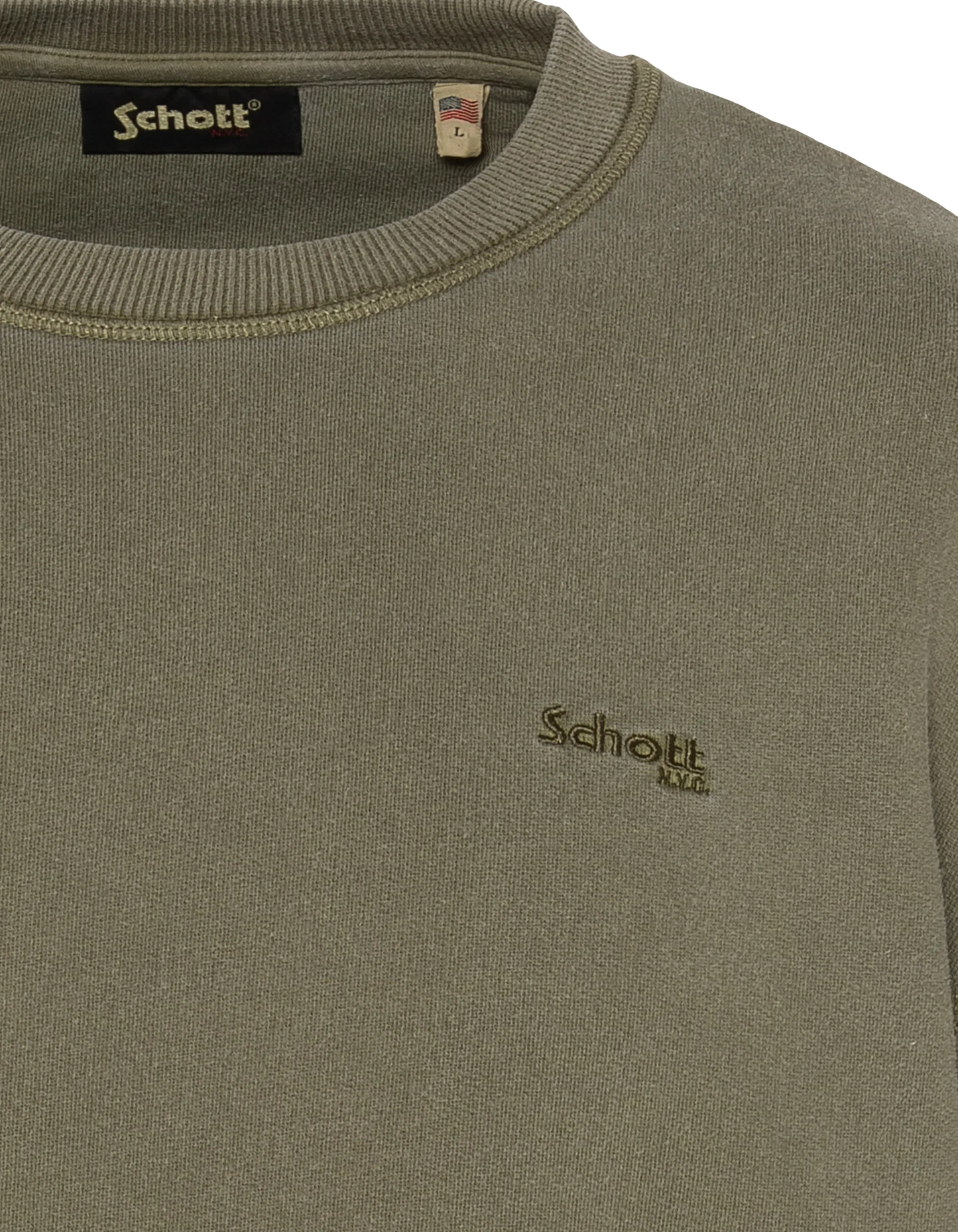 Felpa di Khaki Round Neck, effetto sbiadito