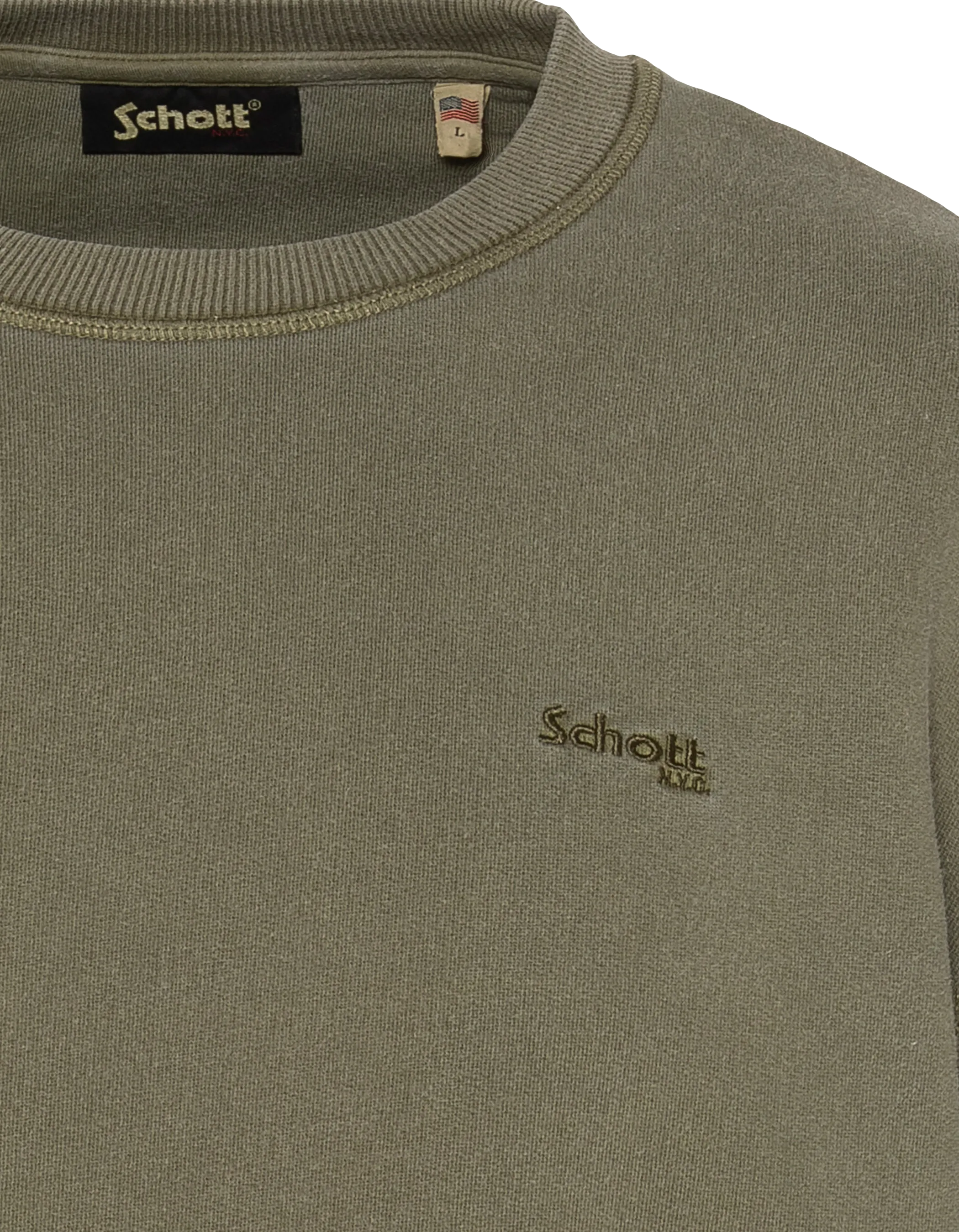 Felpa di Khaki Round Neck, effetto sbiadito-5