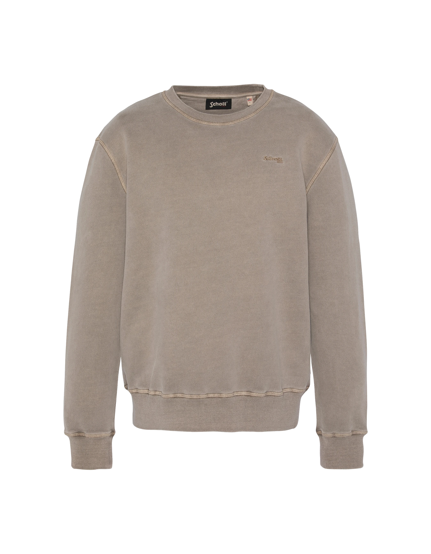 Felpa a collo tondo taupe, effetto sbiadito