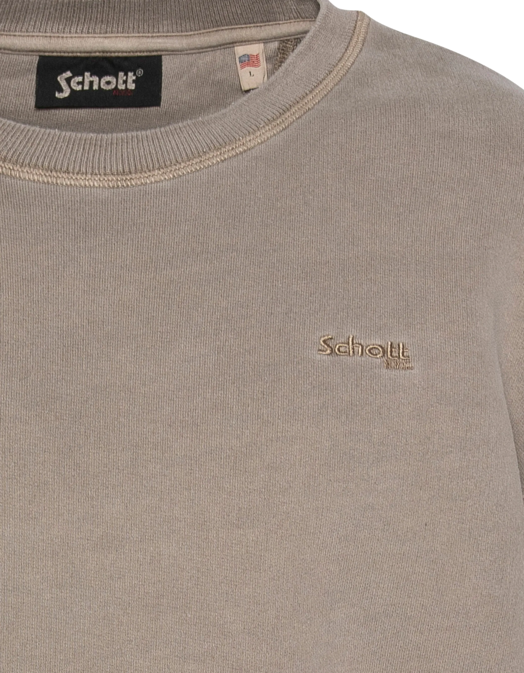 Felpa a collo tondo taupe, effetto sbiadito-3