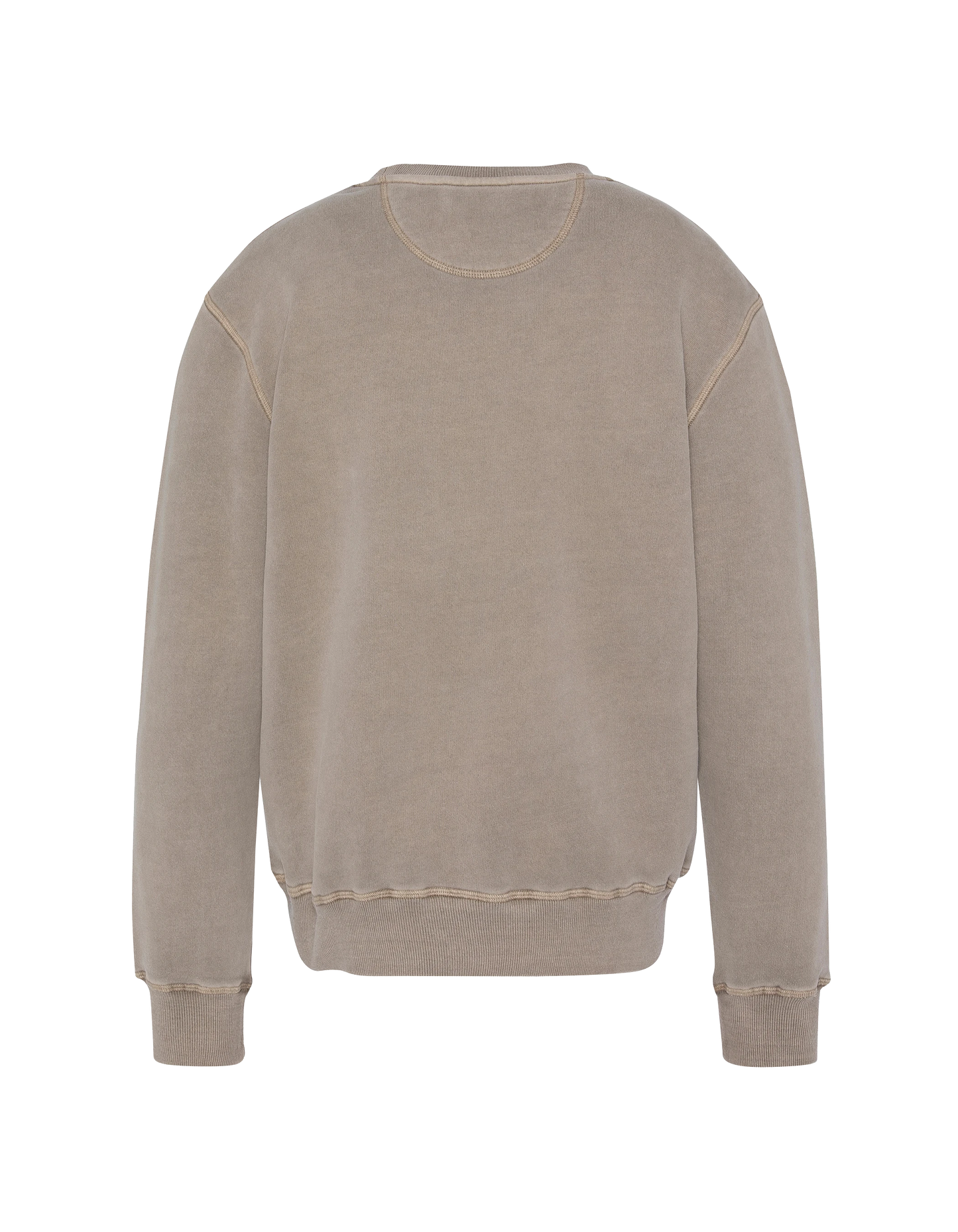 Felpa a collo tondo taupe, effetto sbiadito