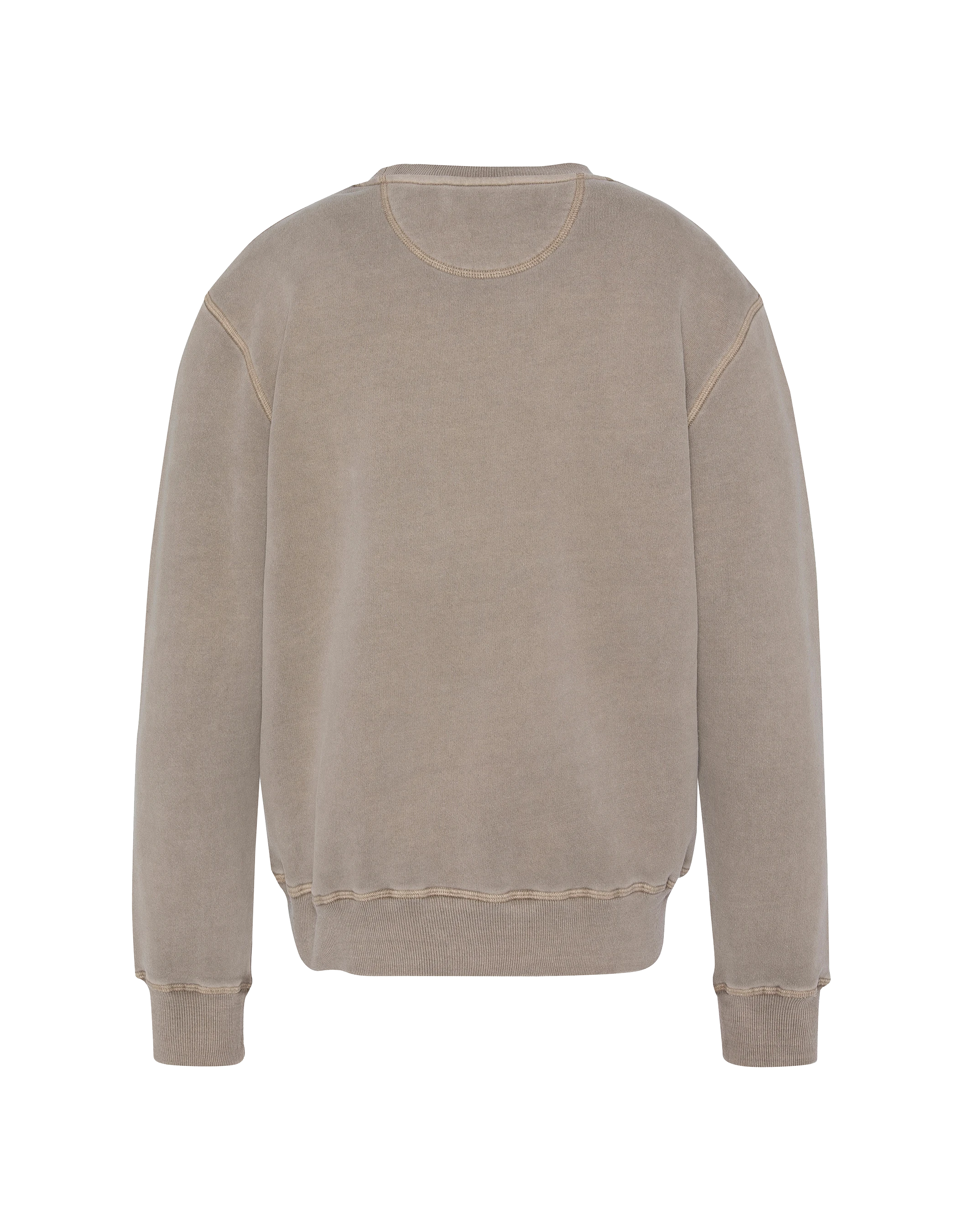 Felpa a collo tondo taupe, effetto sbiadito-2