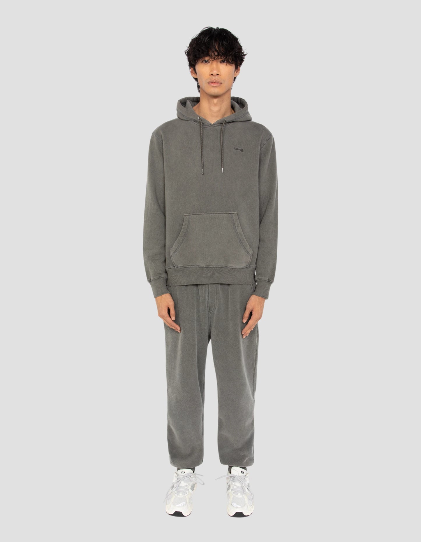 Felpa con cappuccio a carbone, effetto sbiadito