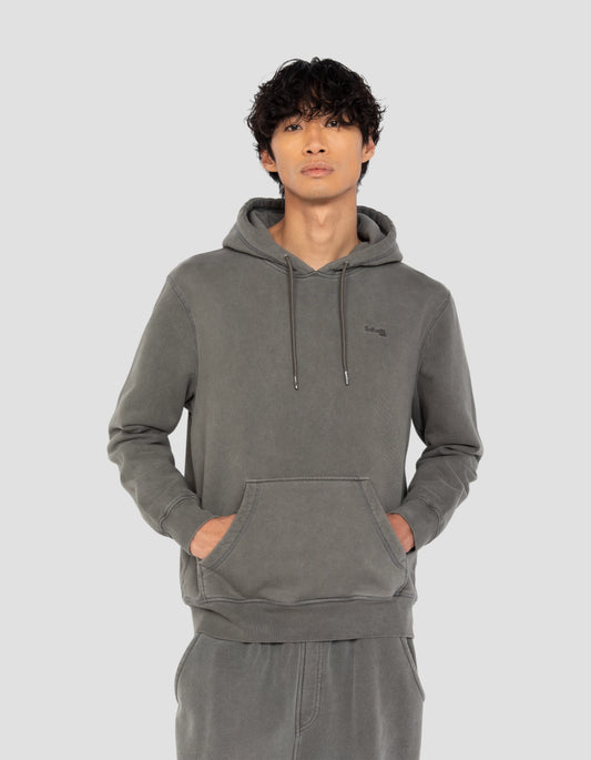 Sudadera con capucha de carbón, efecto desteñido