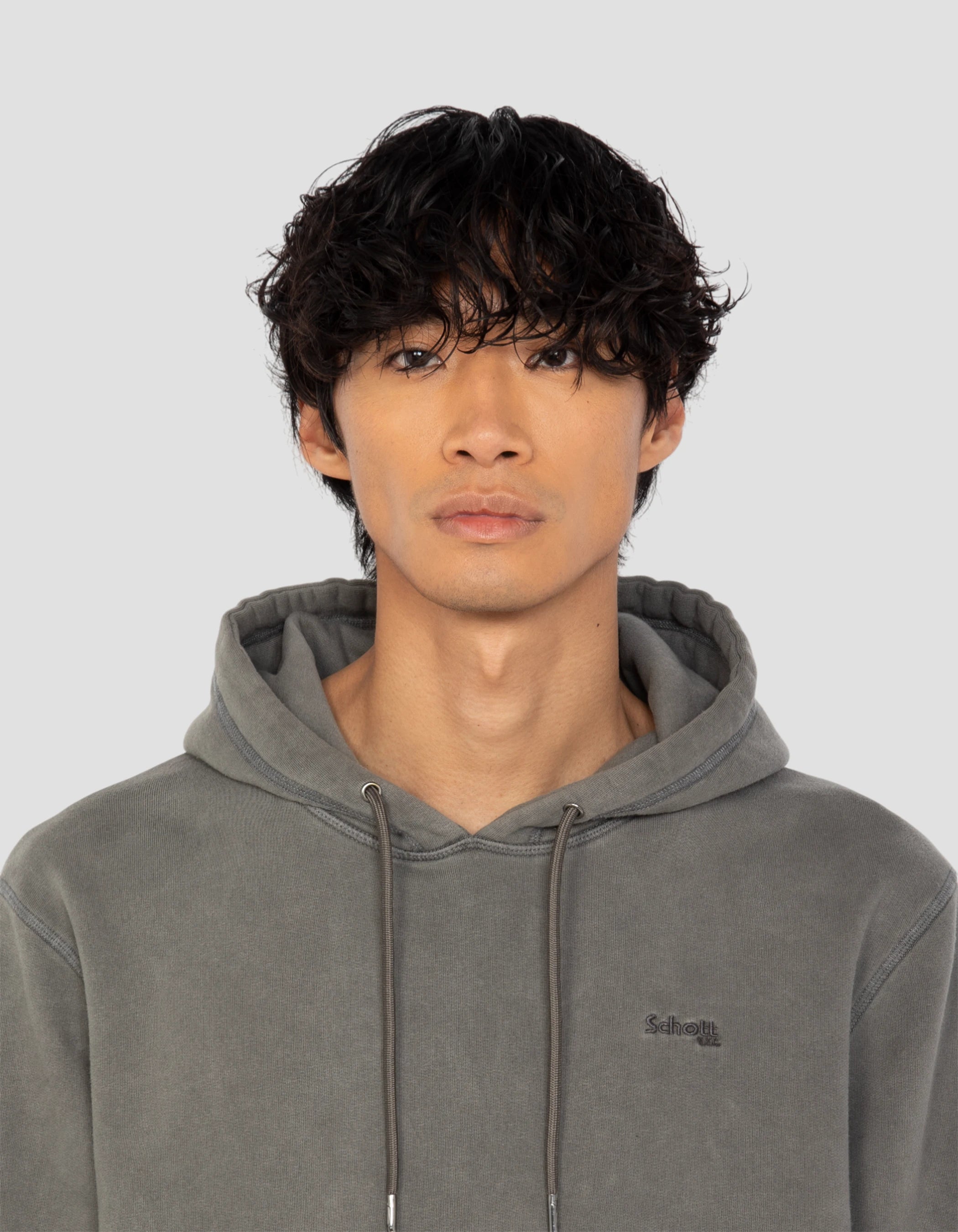 Felpa con cappuccio a carbone, effetto sbiadito-4