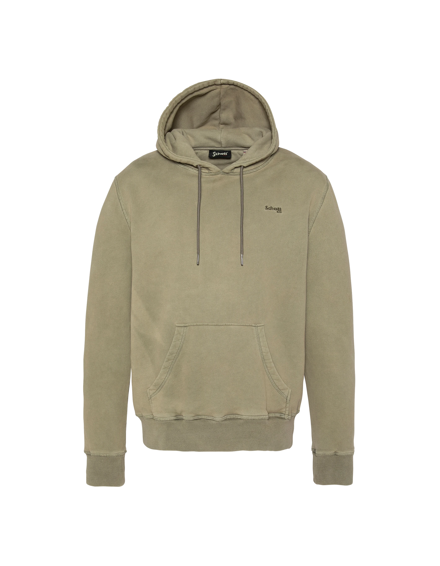 Felpa con cappuccio kaki, effetto sbiadito