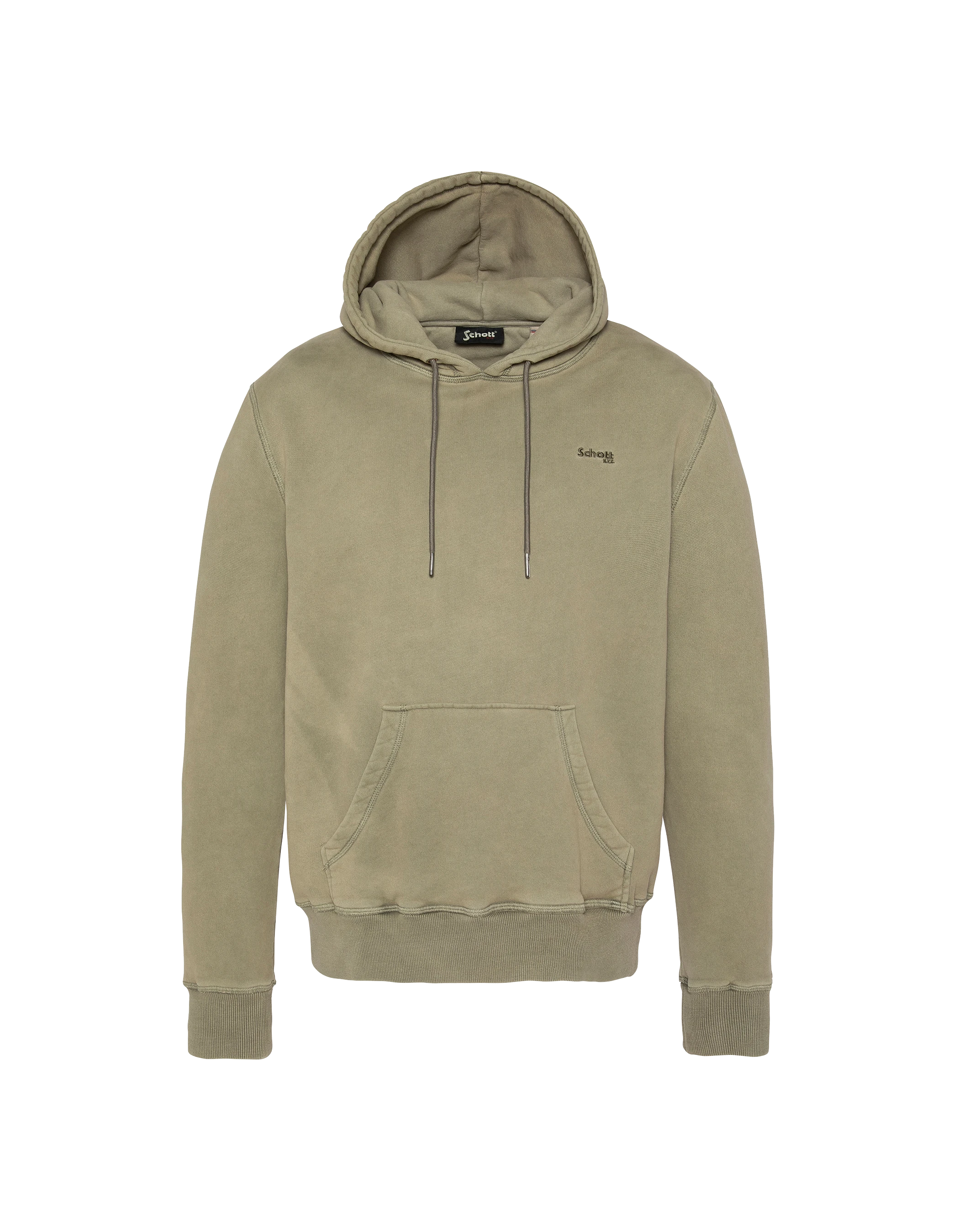 Felpa con cappuccio kaki, effetto sbiadito-2