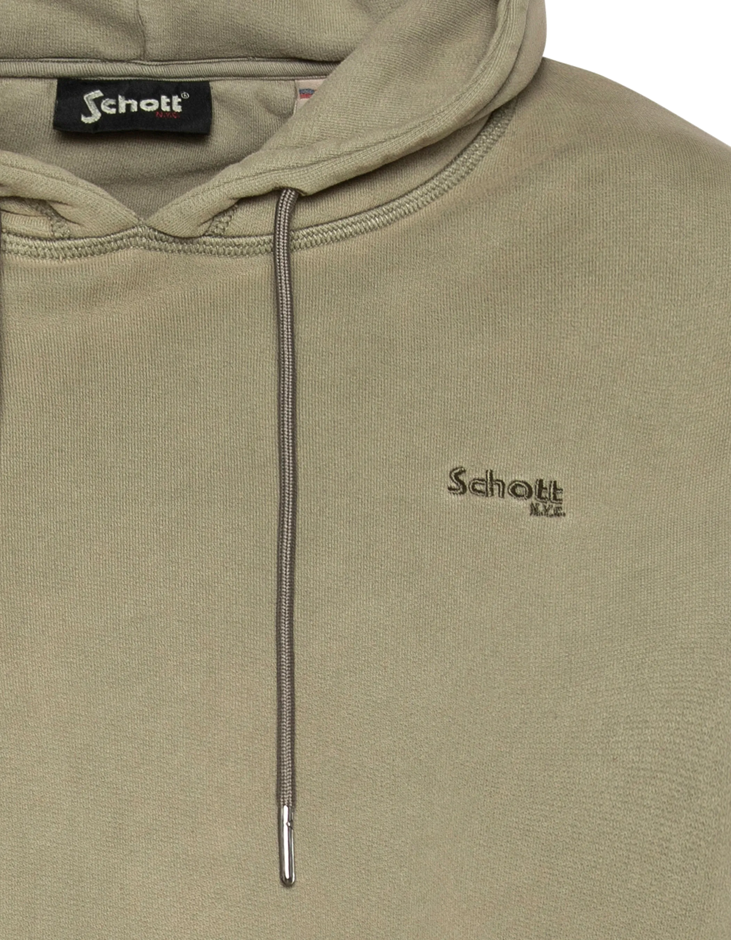 Felpa con cappuccio kaki, effetto sbiadito