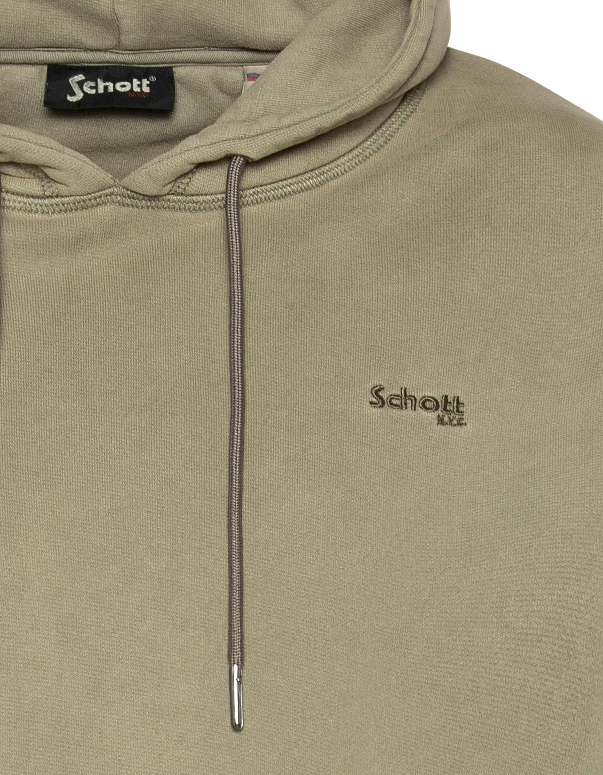 Felpa con cappuccio kaki, effetto sbiadito-5