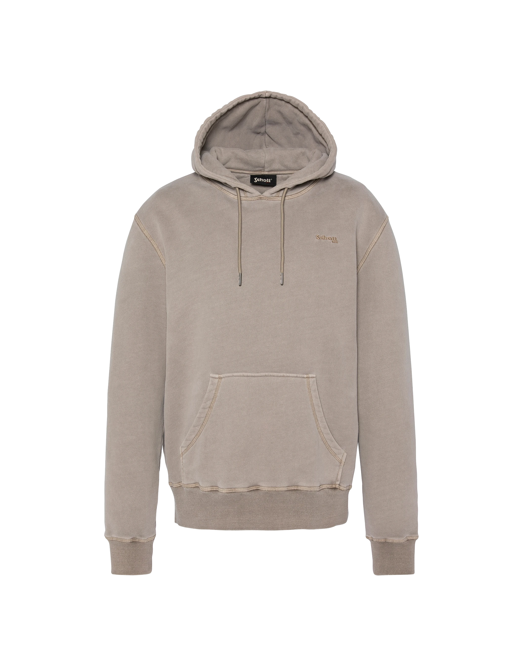 Felpa con cappuccio Taupe, effetto sbiadito-1