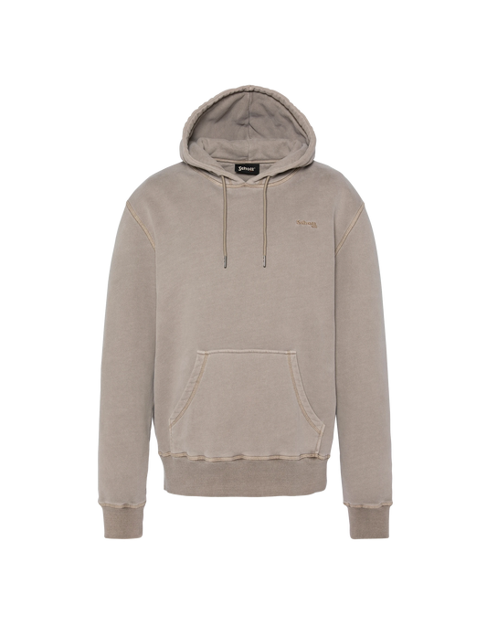Sweatshirt à capuche taupe, effet délavé