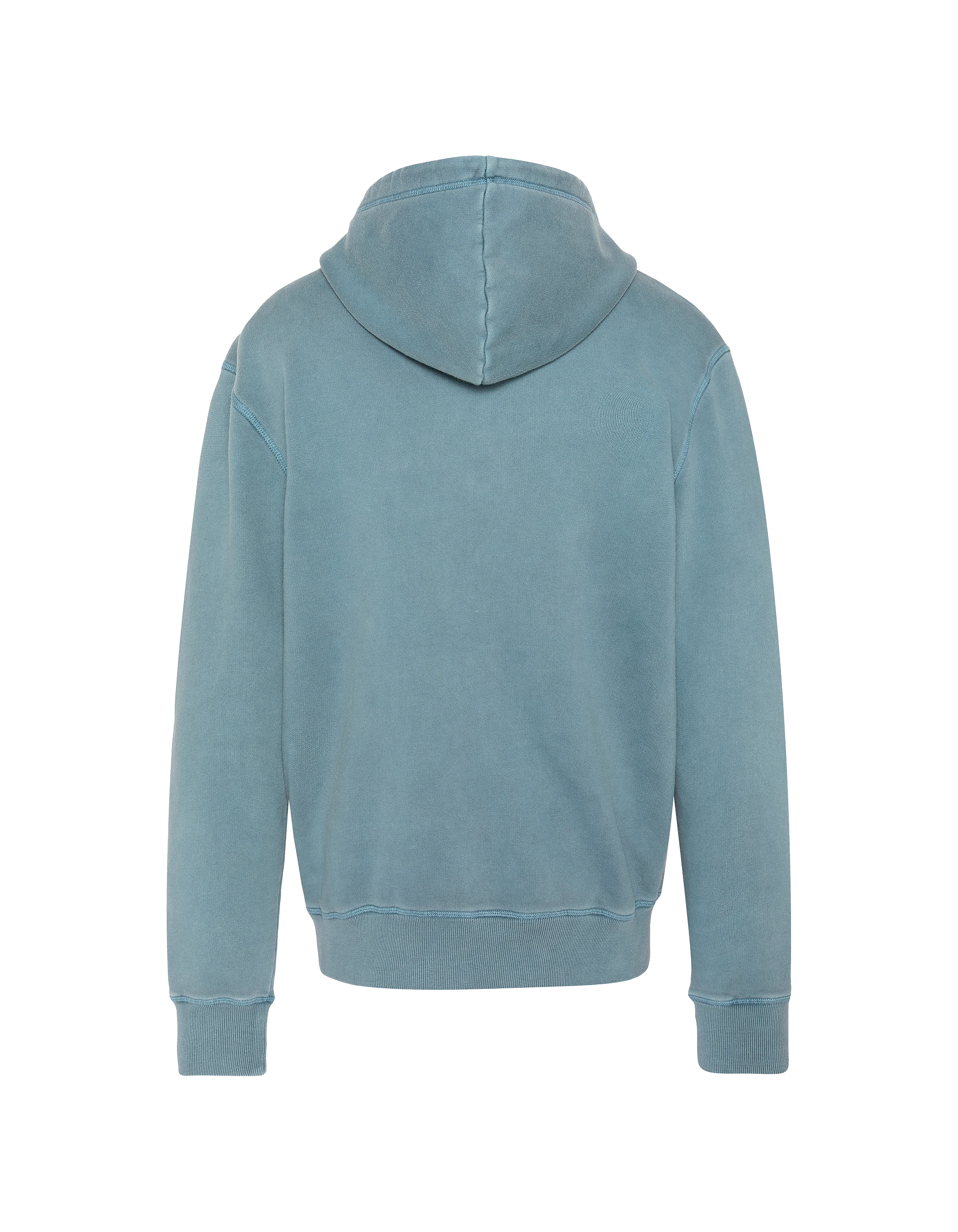 Sweatshirt zippé à capuche bleu minéral, effet délavé-6