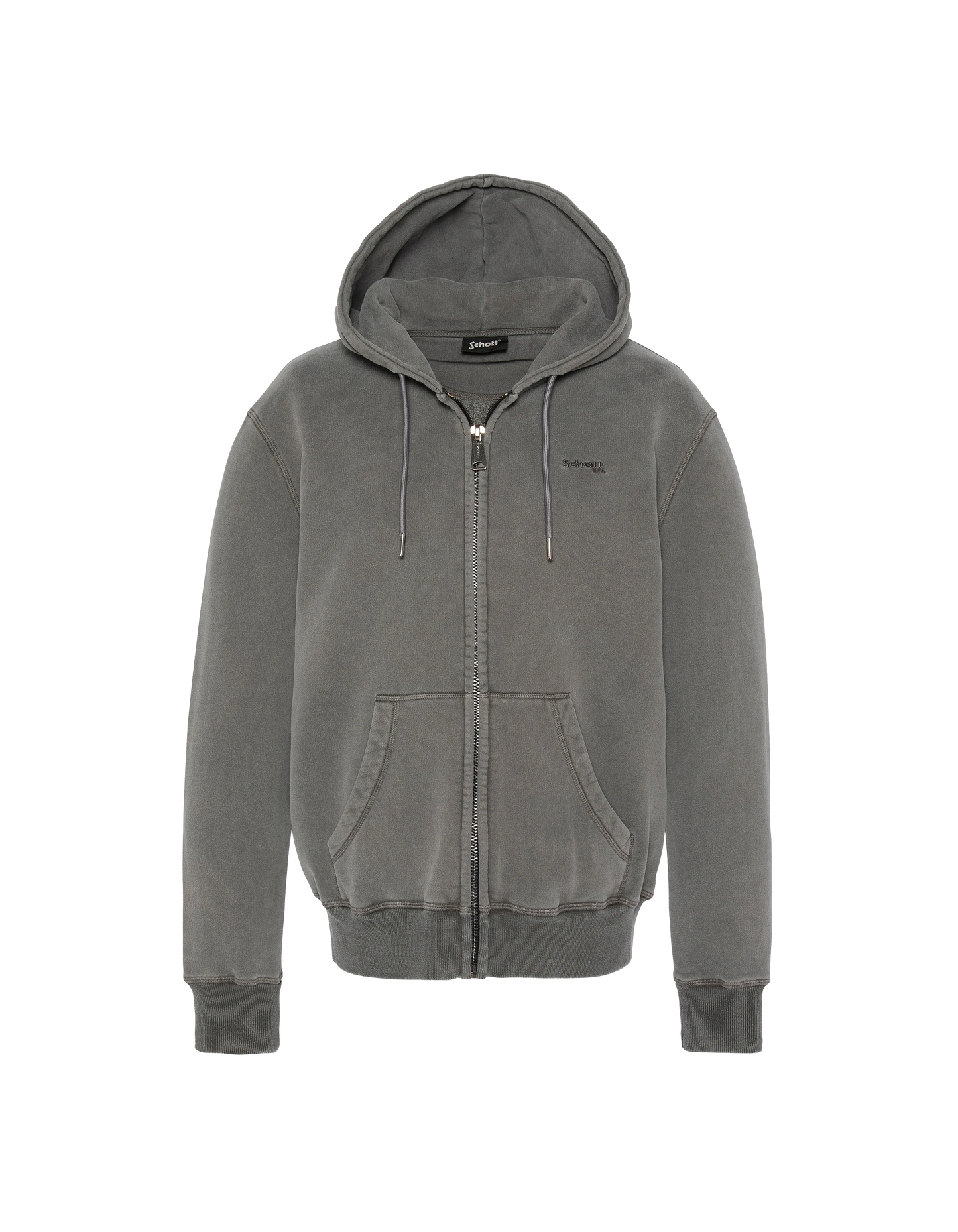 Felpa con cappuccio a carbone zippato, effetto sbiadito