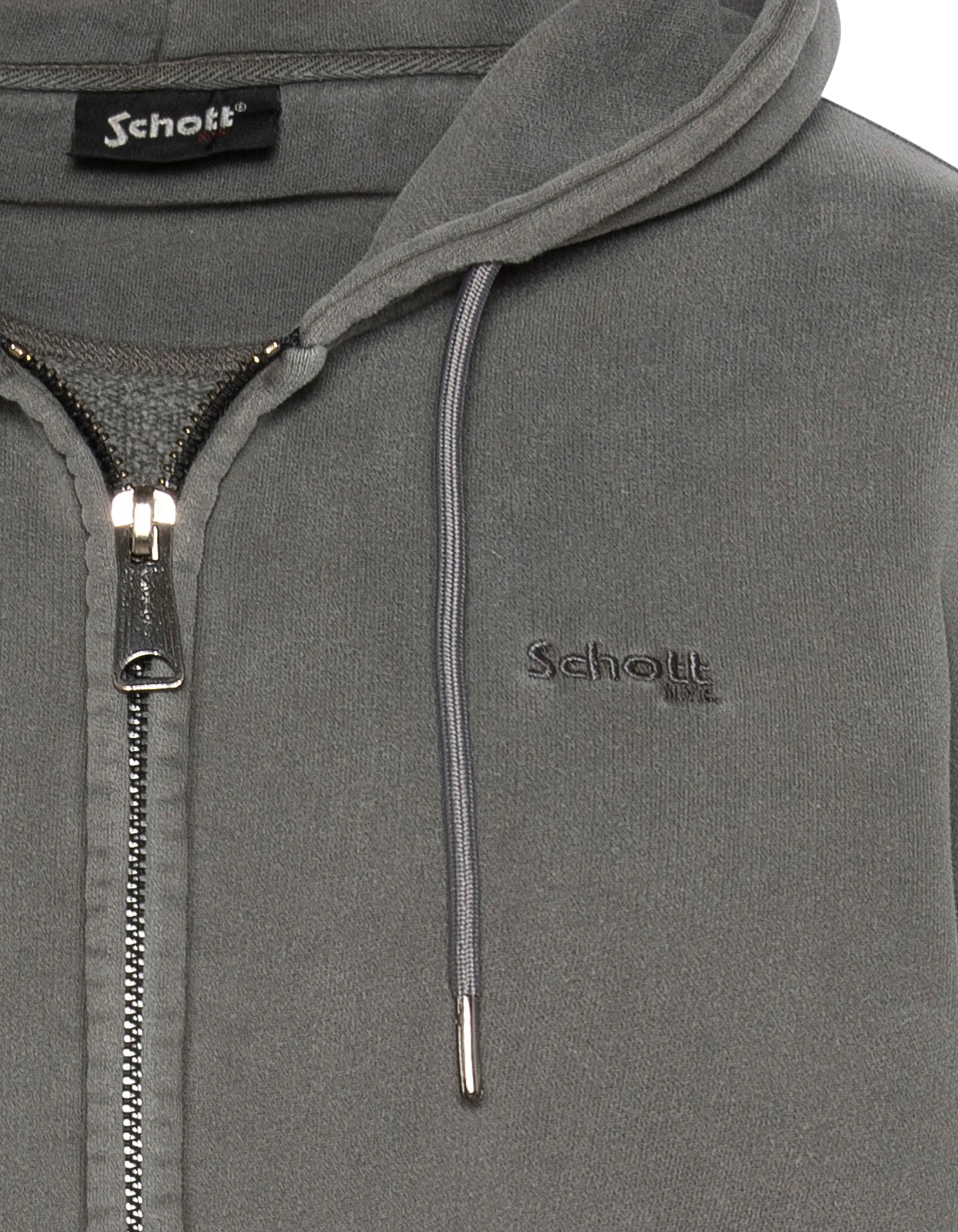 Felpa con cappuccio a carbone zippato, effetto sbiadito-3