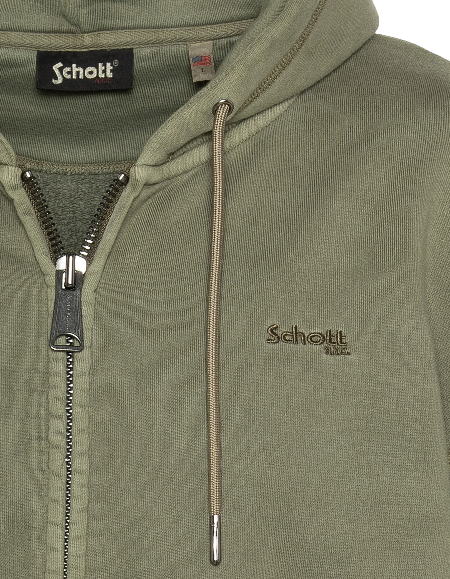 Khaki -Kapuzen -Sweatshirt, verblasste Effekt