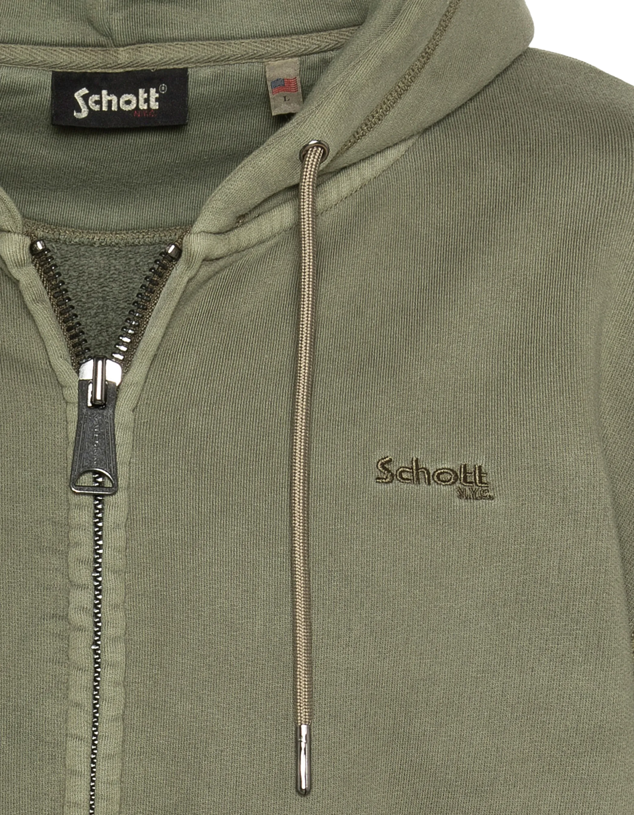 Khaki -Kapuzen -Sweatshirt, verblasste Effekt-3