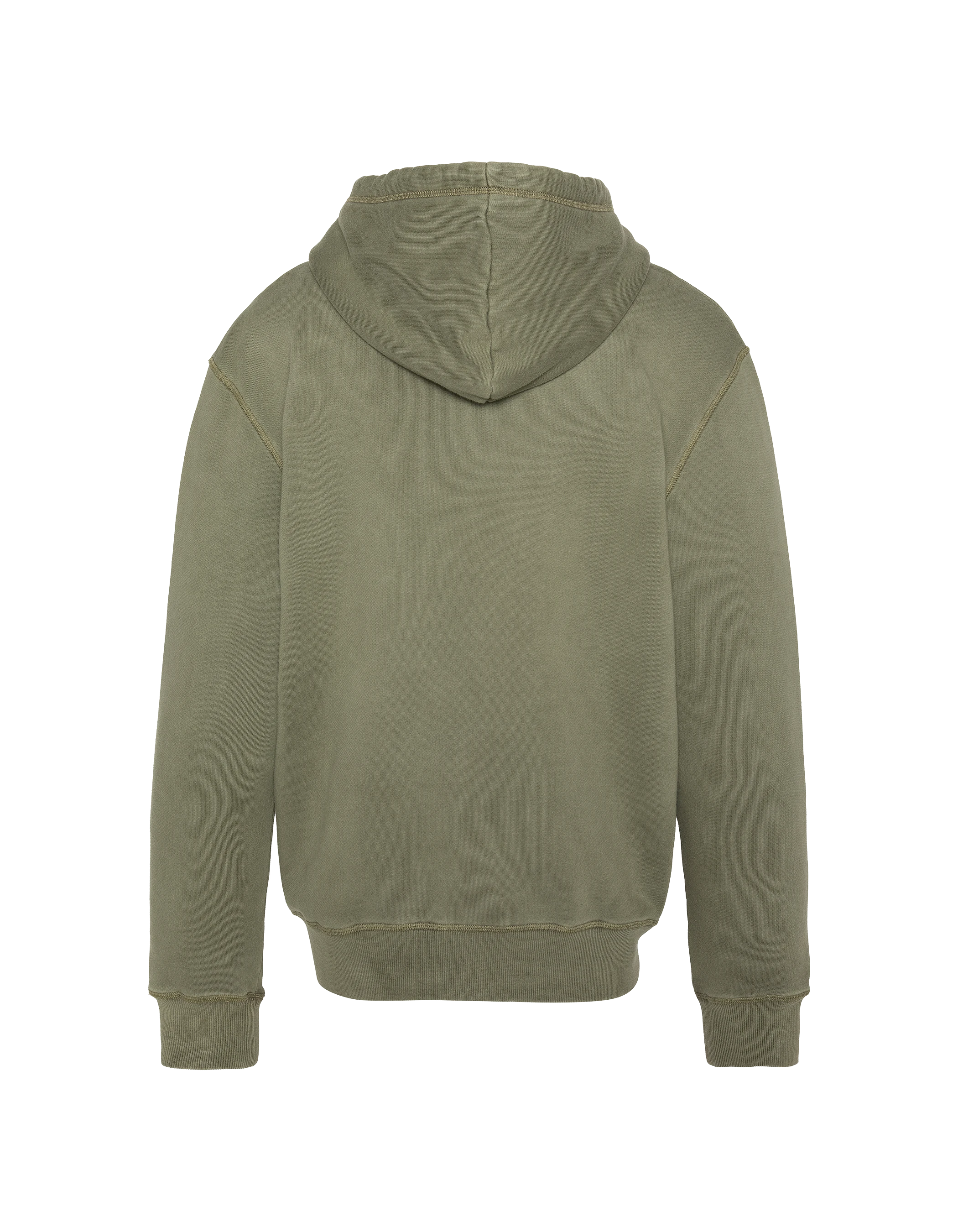 Felpa con cappuccio kaki con zip, effetto sbiadito-2