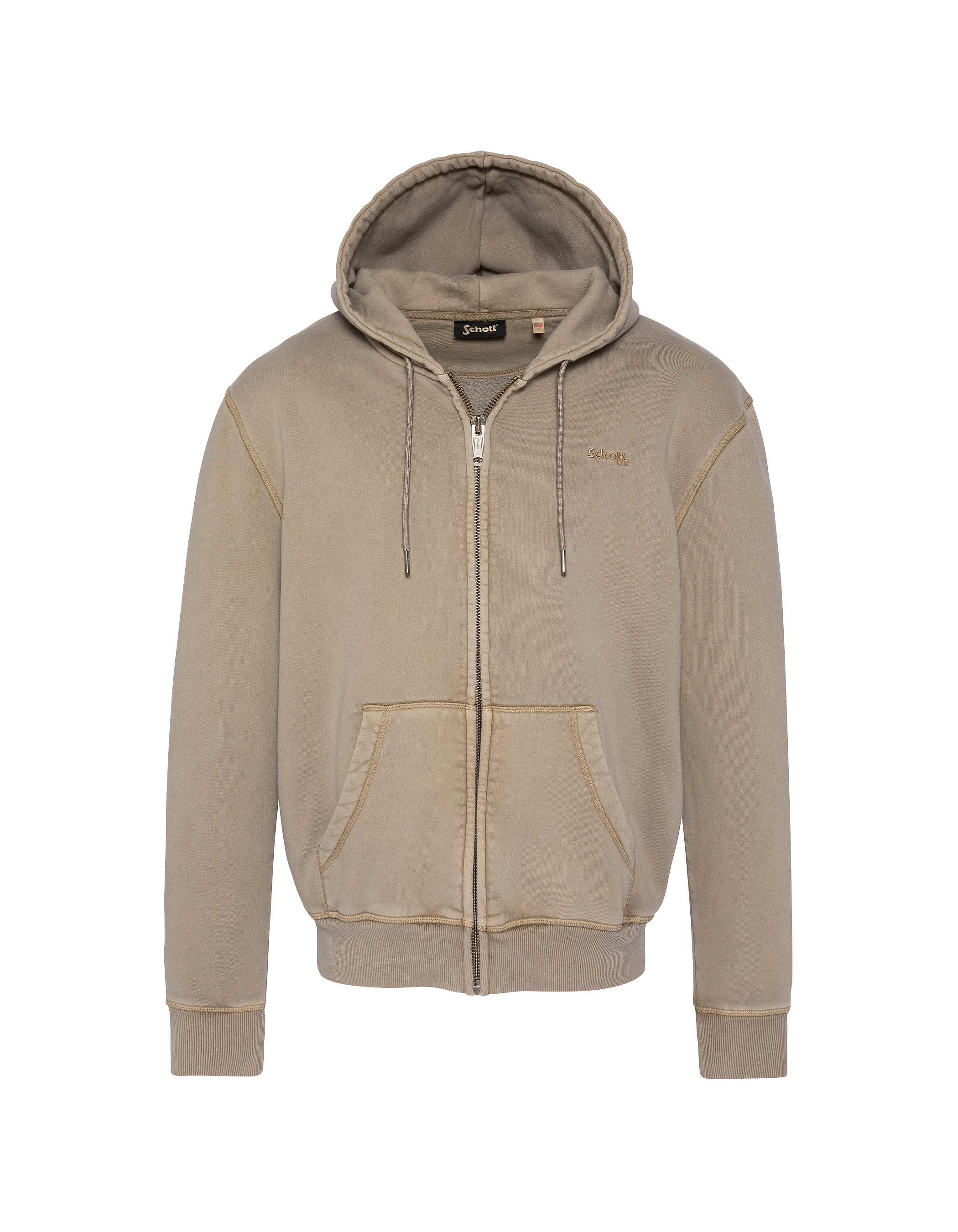 Felpa zippata con cappuccio taupe, effetto sbiadito-2