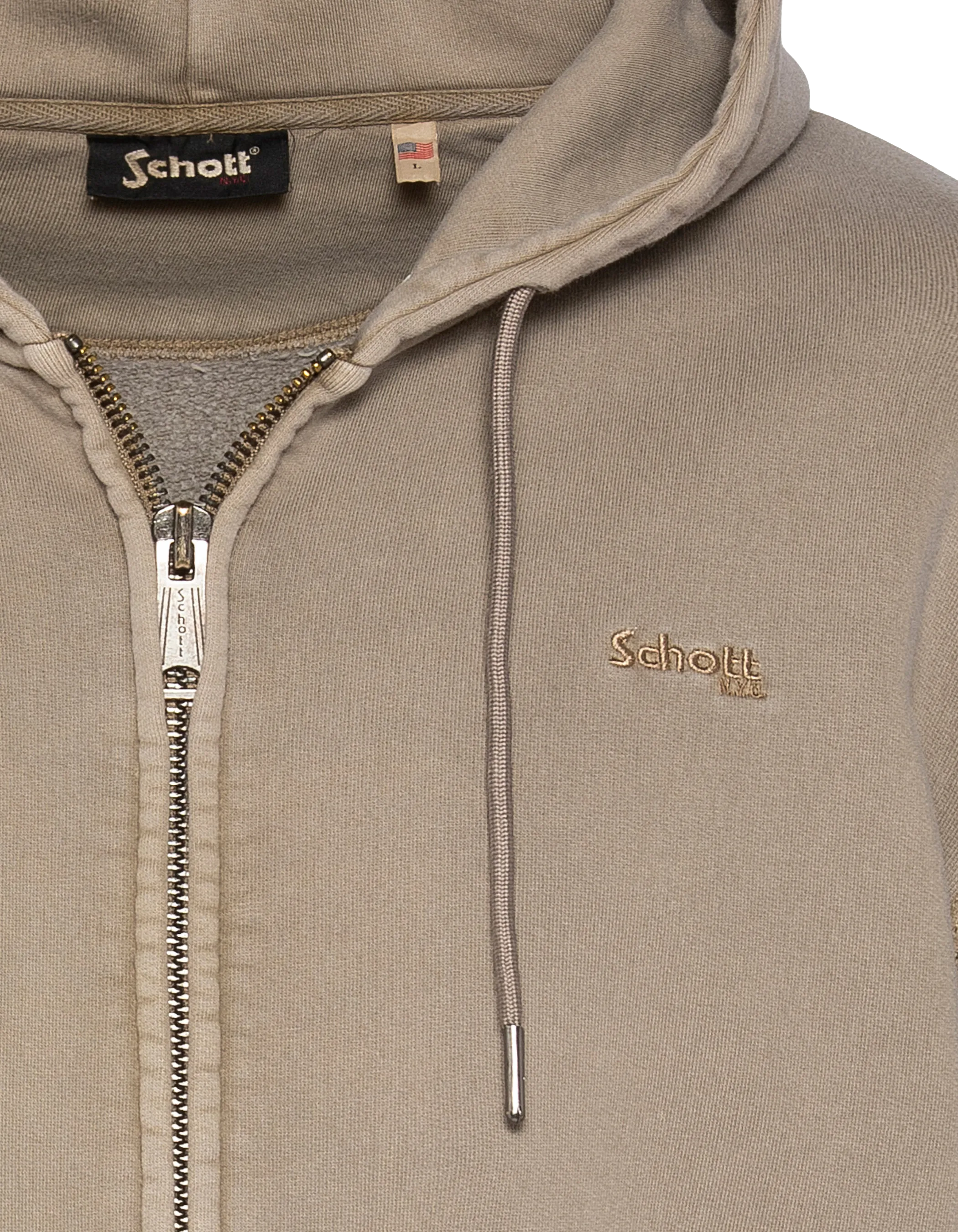 Felpa zippata con cappuccio taupe, effetto sbiadito-7