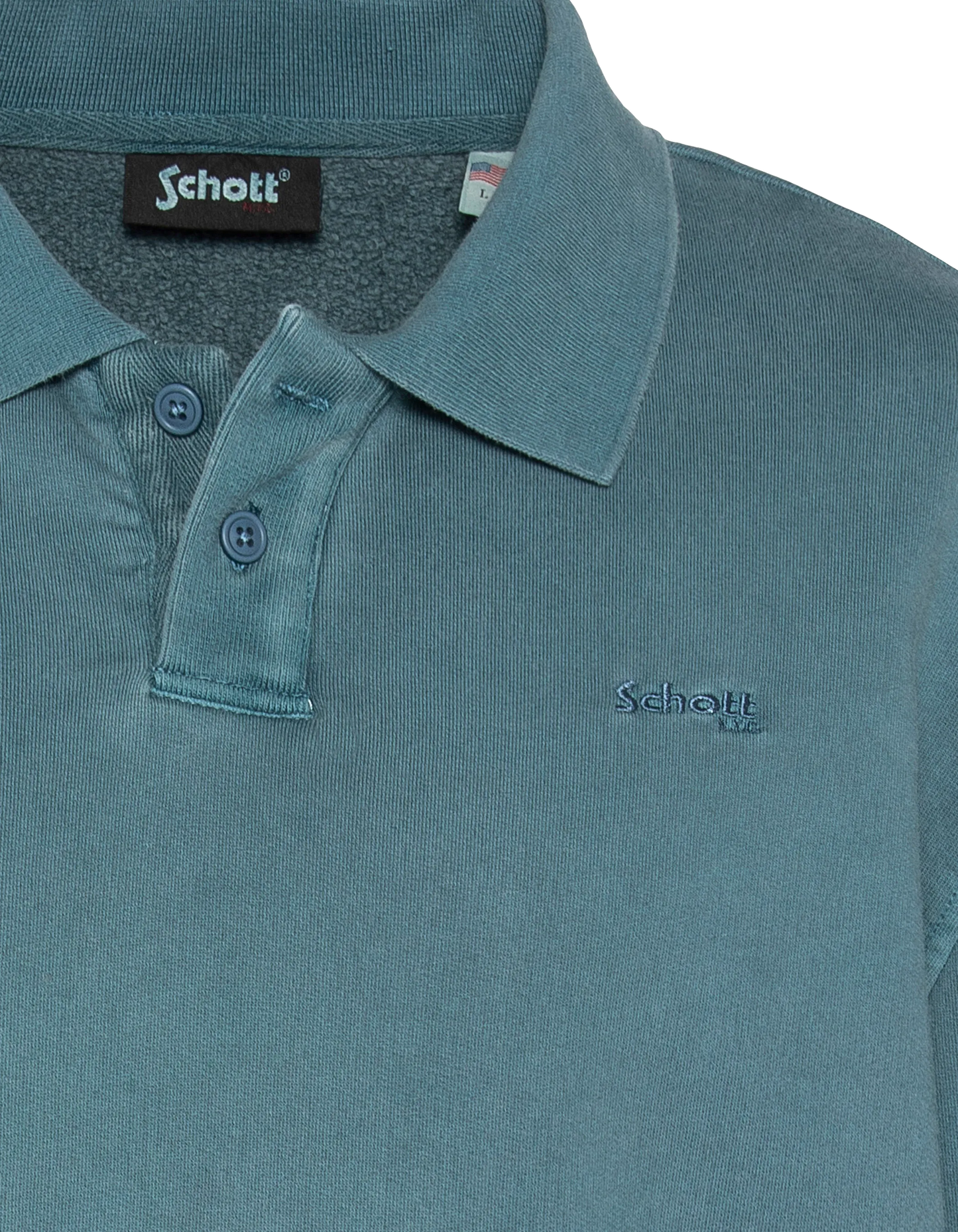 Sweatshirt col polo bleu, effet délavé