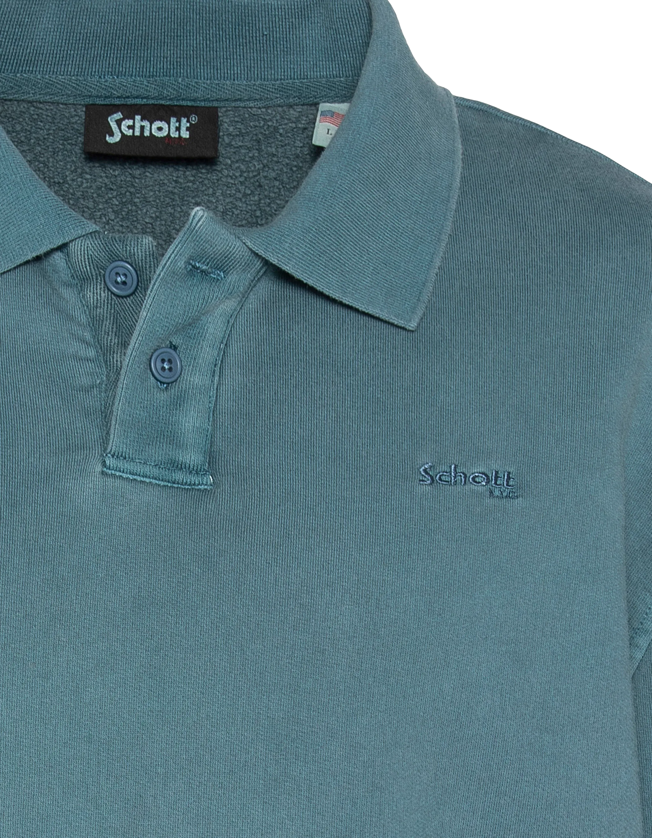 Sweatshirt col polo bleu, effet délavé-5