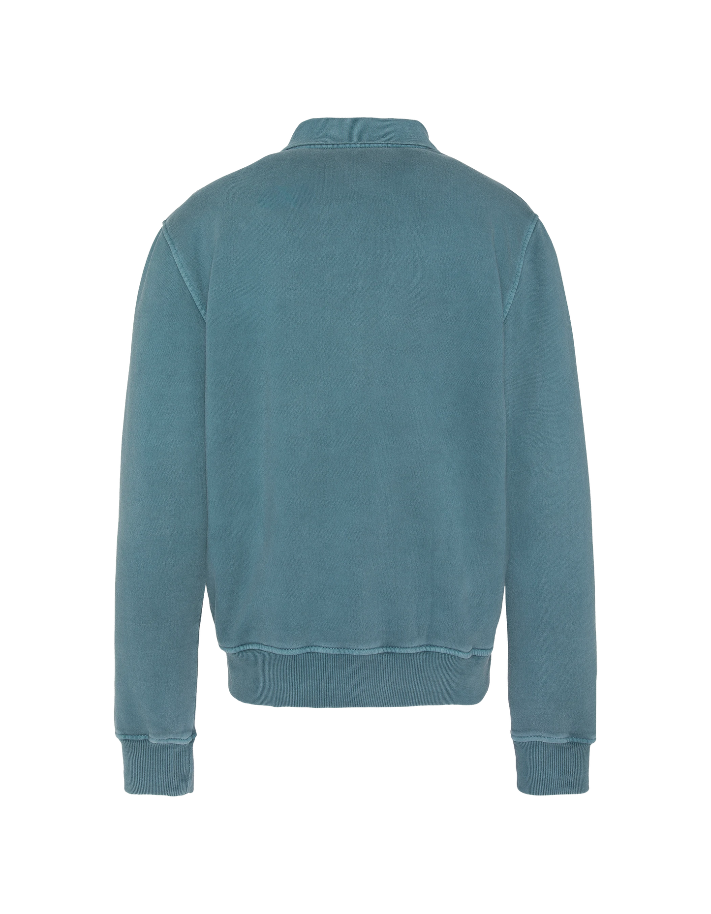 Sweatshirt col polo bleu, effet délavé