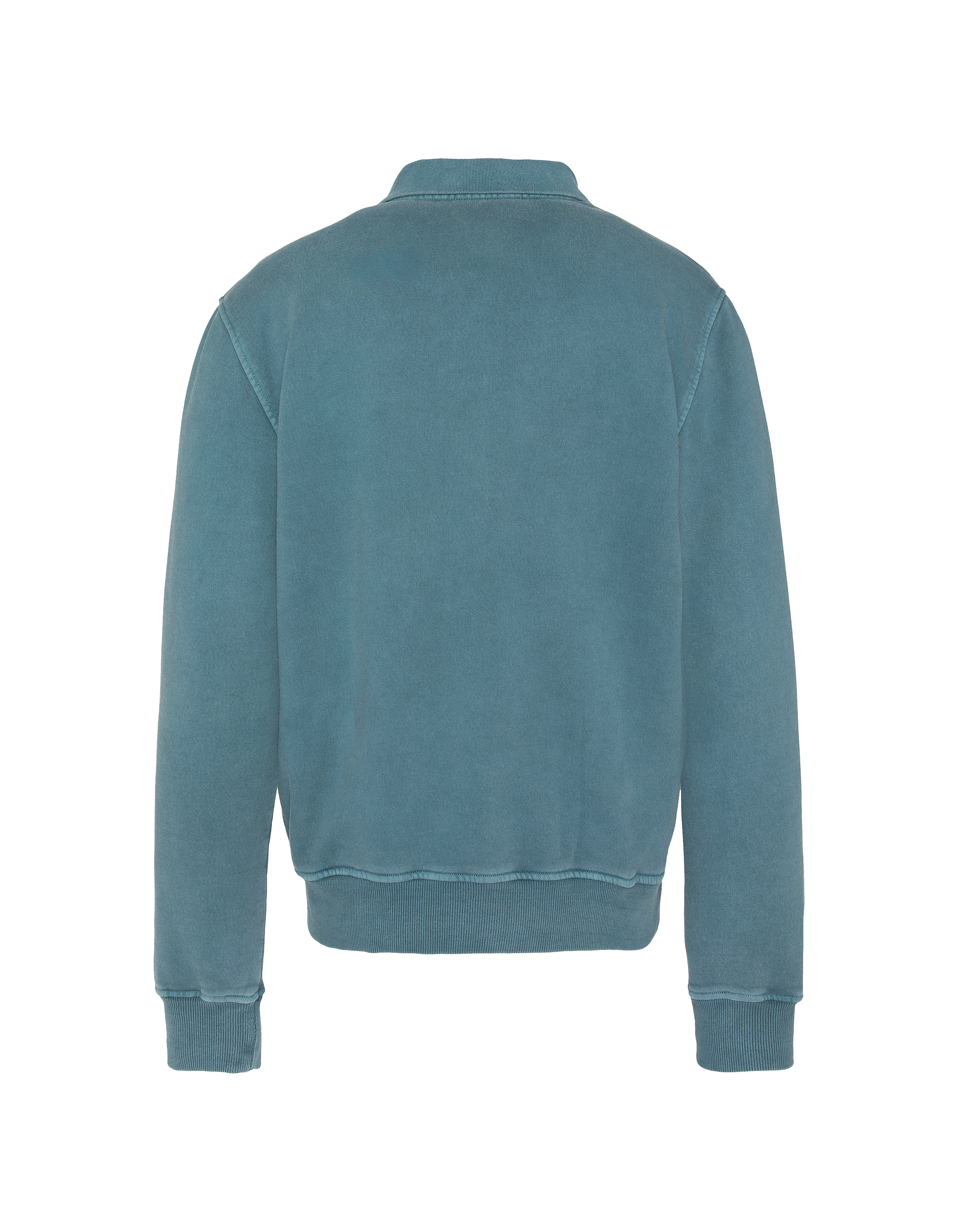 Sweatshirt col polo bleu, effet délavé-6